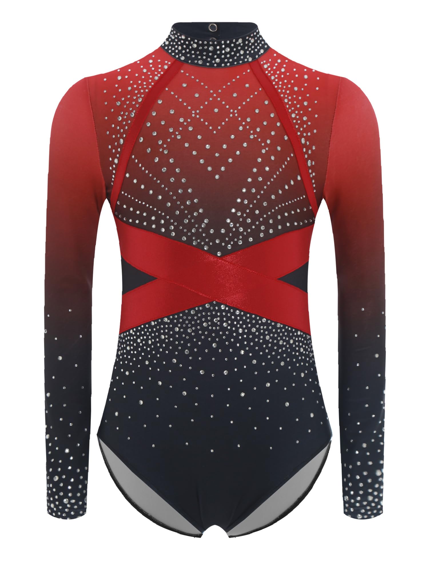 Mufeng 4 Stück Mädchen Turnanzug Glitzer Gymnastikanzug Langarm Gymnastik Leotard Tanzanzug Wettbewerb Tanzkostüm