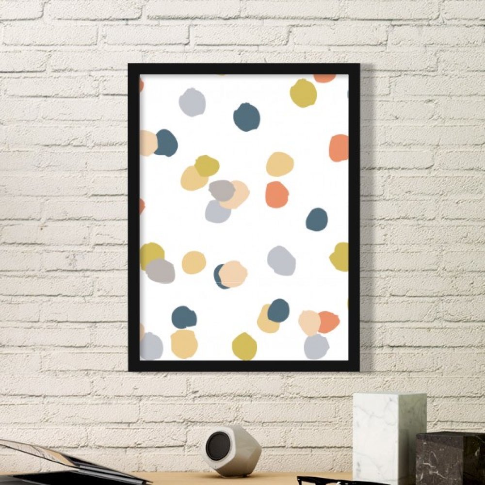 Peinture d'art motif plantes résumé sous cadre photo rectangle en bois noir