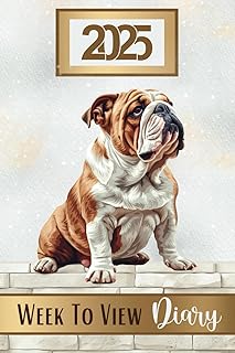 Week To View Diary 2025: English Bulldog Weekly Schedule Organiser & Month Planner, Pawsome For Dog Lovers & Pet Owners