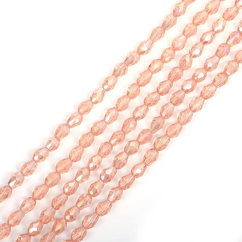 330 cuentas de cristal de lágrima rosa vintage para hacer joyas, cuentas espaciadoras sueltas de color AB con forma de agujero vertical facetado,