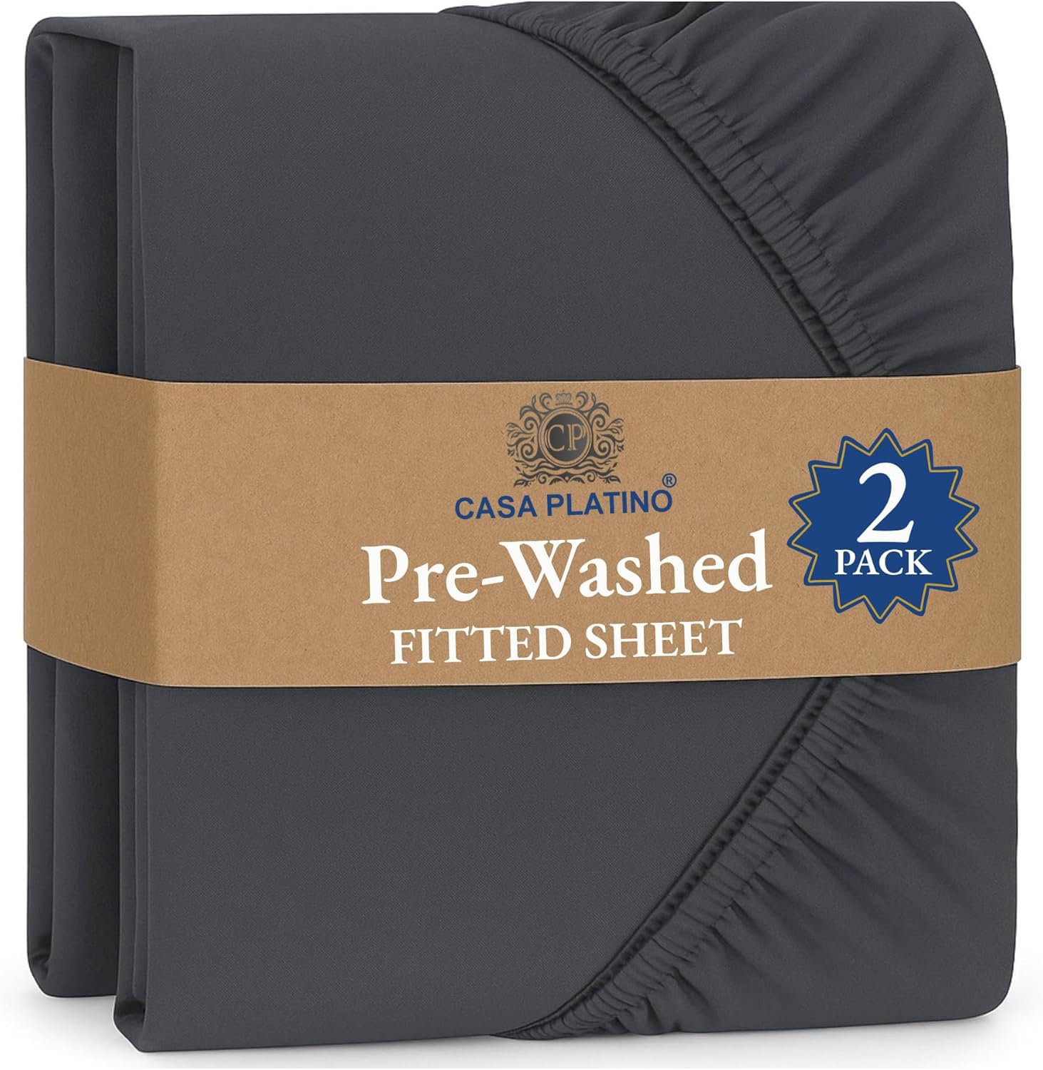 Fitted Sheet Single, Charcoal (Pack of 2) – Pre-Washed, Deep Pocket 14 inch (35 cm) - Easy Care - Soft Brushed Microfibre Fabric - Shrinkage and Fade Resistant - Bottom Sheet