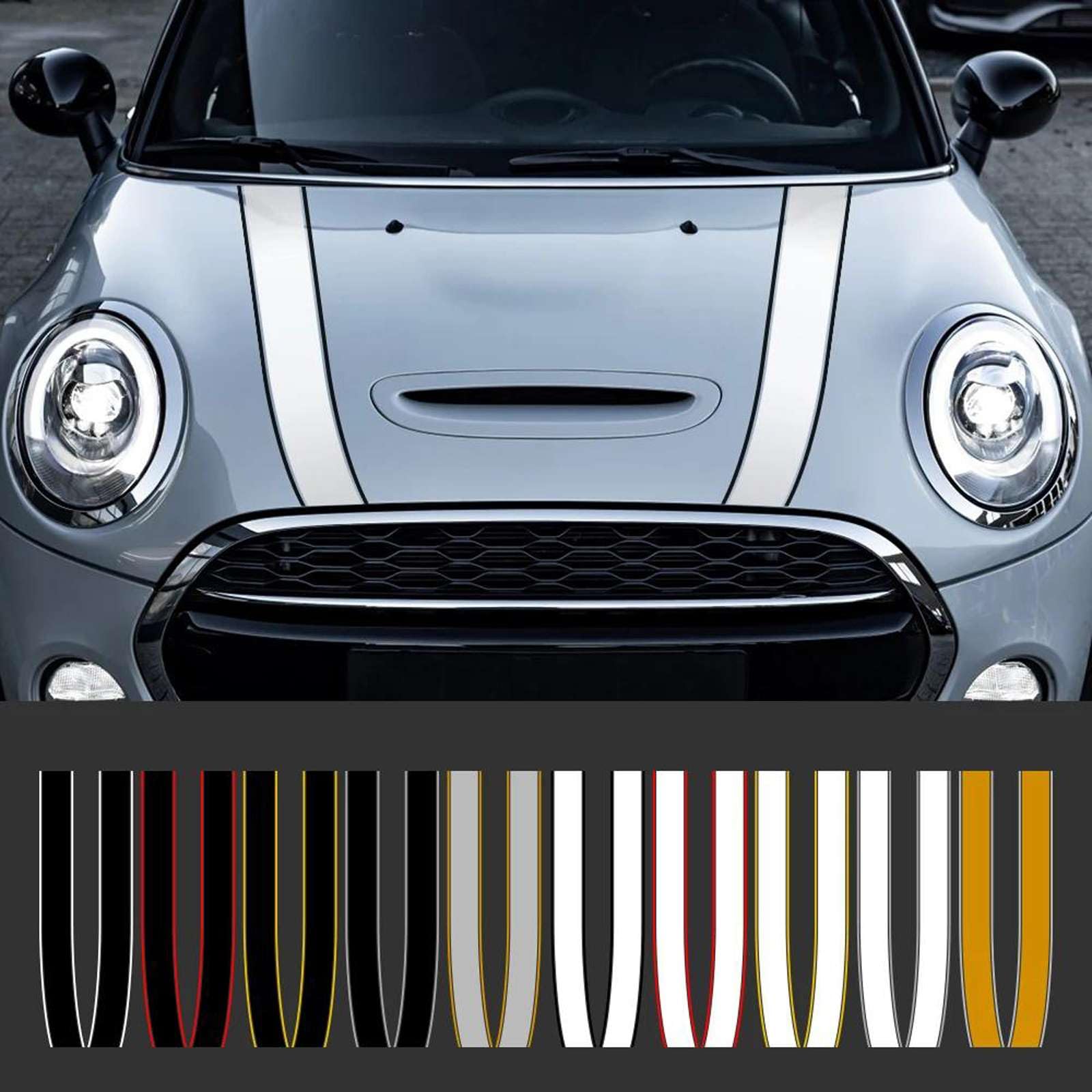 Car Engine Hood Bonnet Sticker Stripes Decals Decor,Fit for Mini Cooper S JCW R55 R56 R60 R61 F54 F55 F56 F60 Countryman