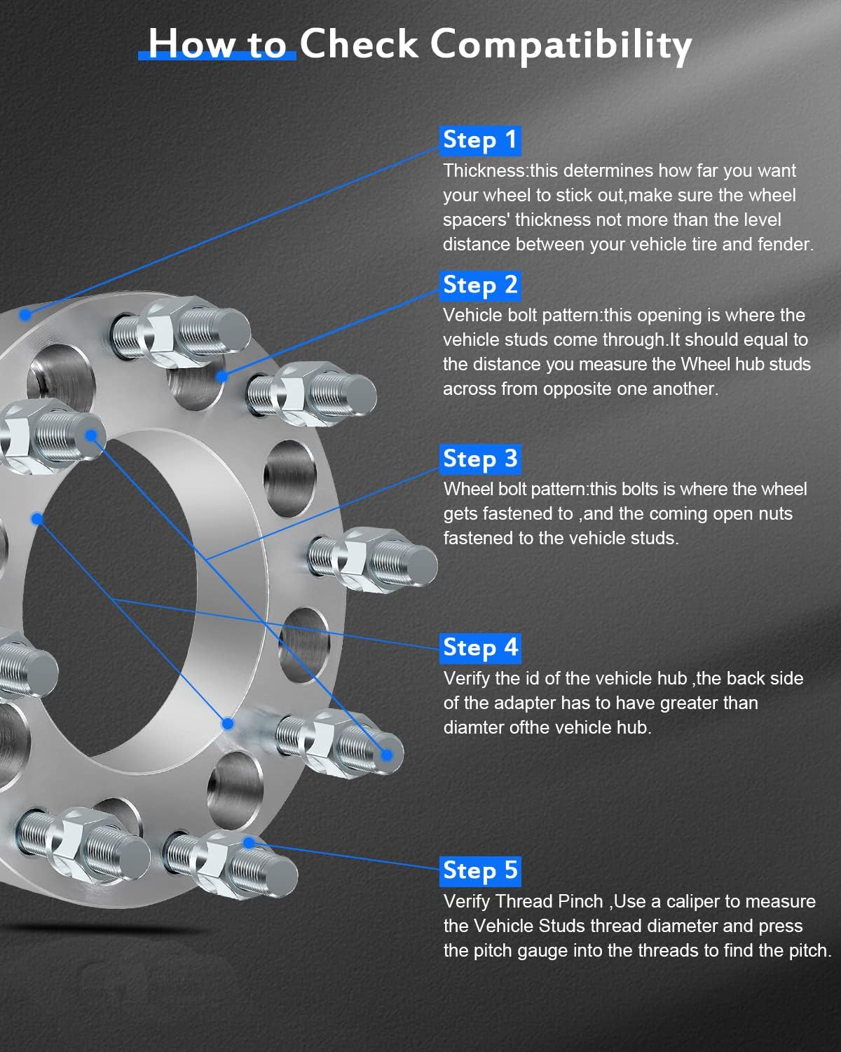 ECCPP 4PCS 1.5" 8 Lug Wheel Spacers 8x6.5 to 8x6.5 8x165.1 fit for 2001-2006 for Chevrolet Silverado 1500 HD 2001-2010 for Silverado 2500 HD 2007-2010 for Chevrolet Silverado 3500 HD