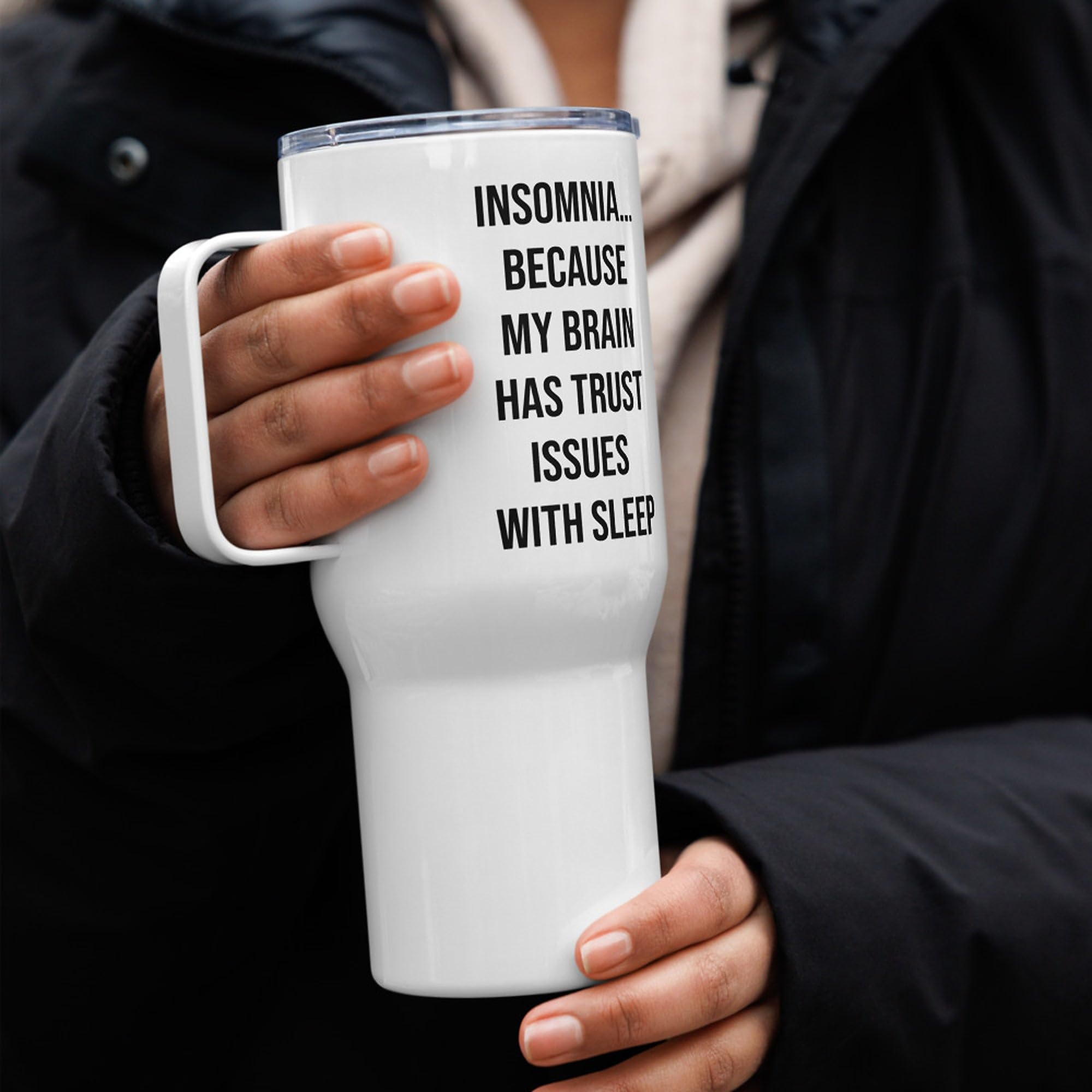 Taza de Viaje Insomnio con Asa, Regalo para Personas con Insomnio