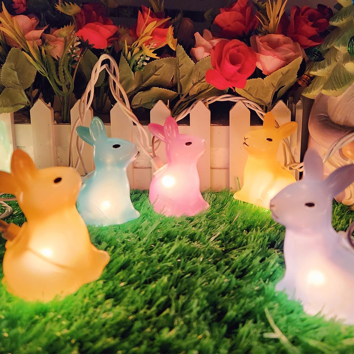 Amazon.com: Couah Easter's Day String Lights,8.5Ft Rabbits Lights 10 ...