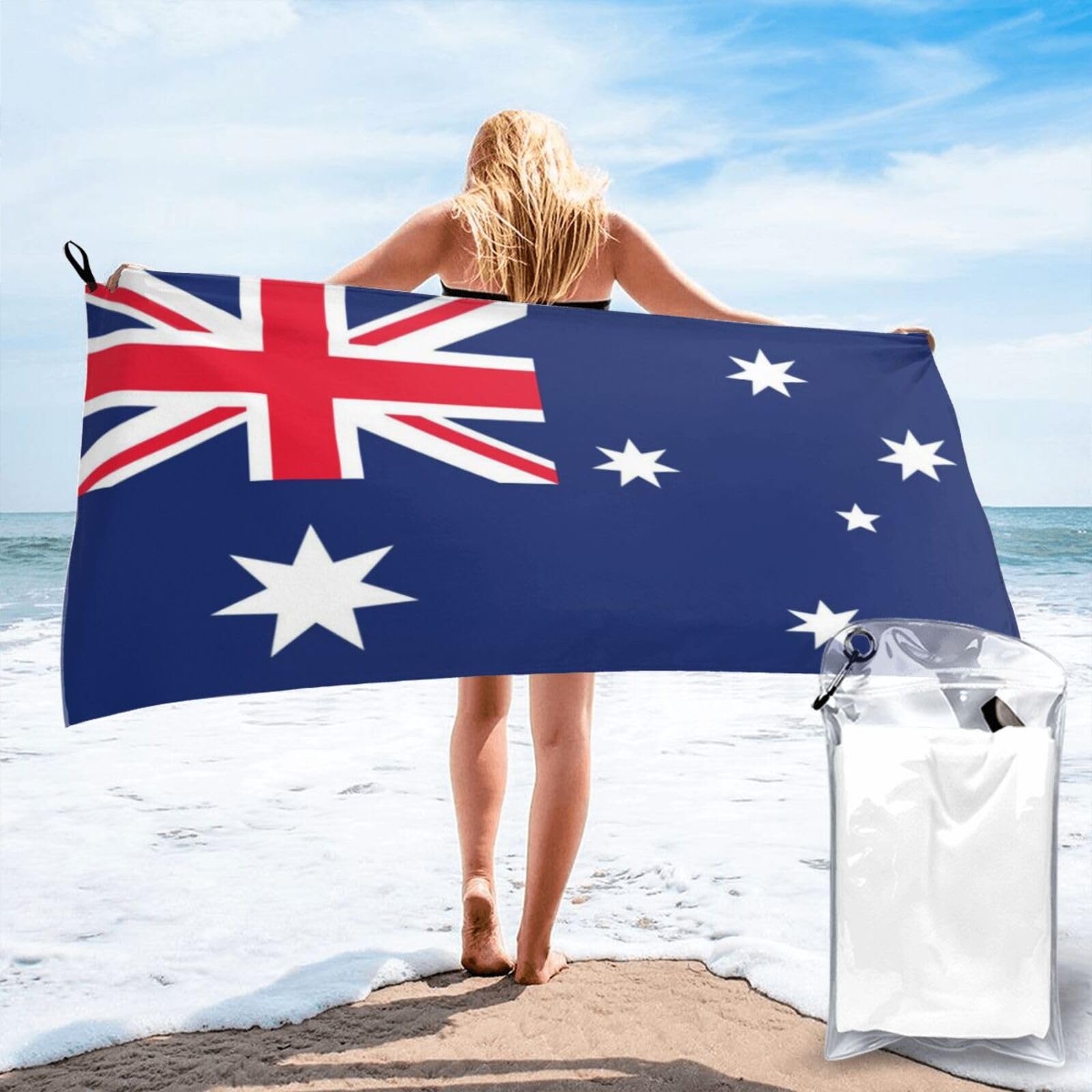 HLBSDM Australia Flag Microfiber Beach Towel,Suitable for Travel,Outdoor Activities,Swimming and Camping