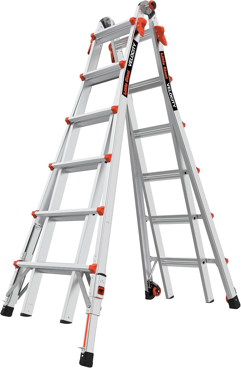 Velocidad, Escalera de Aluminio, 26 pies con Niveladores de Piernas, 15426-801 | Escalera Telescópica de Múltiples Posiciones, Niveladores de Piernas Integrados, Pies Antideslizantes, Clasificación Tipo IA 300 lbs.