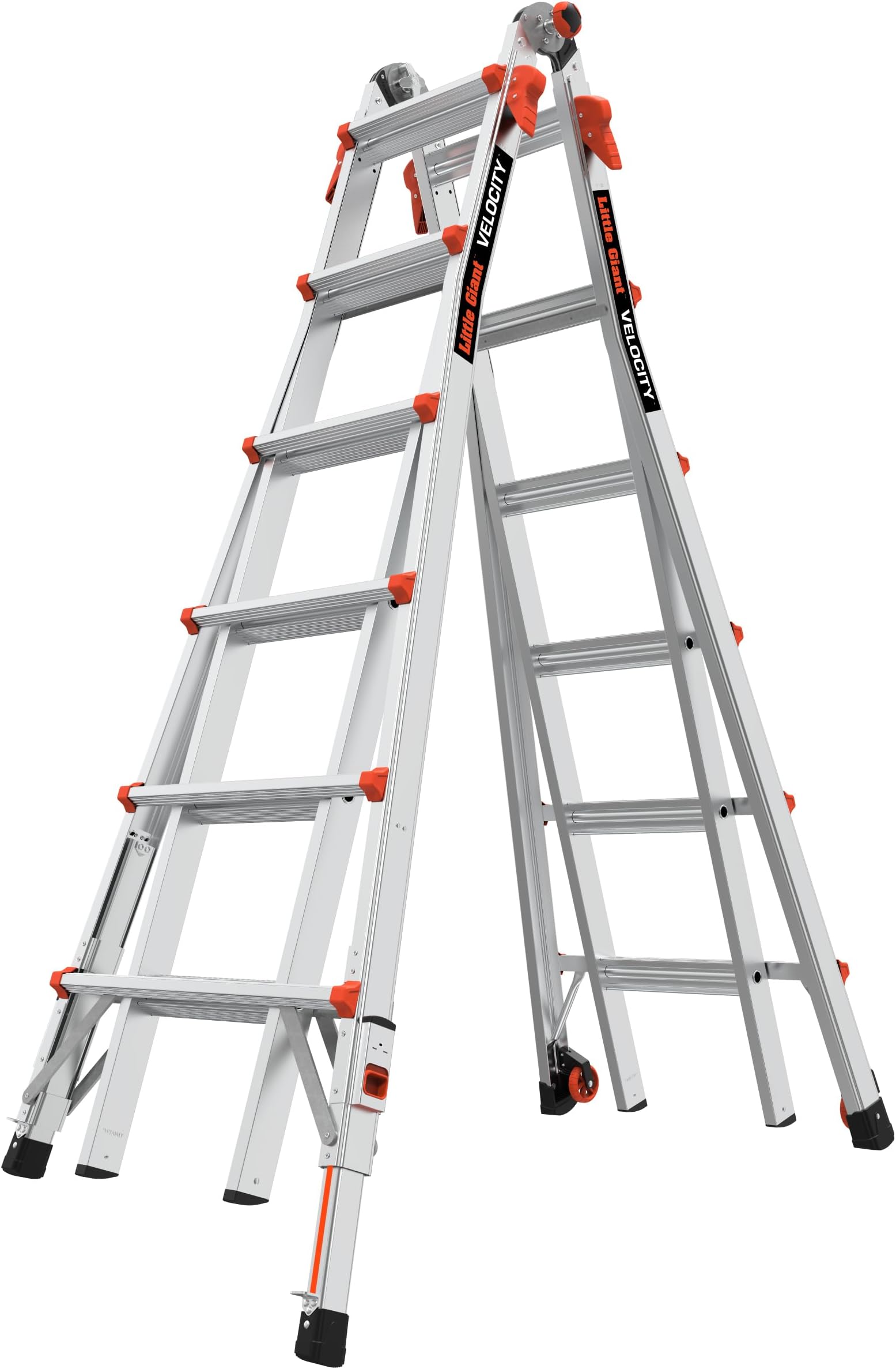 Ladders Velocity 26-Ft Folding Multi-Position Ladder, Aluminum, 300 lb Load Capacity, Type 1A Extra Heavy Duty, 26-Ft Reach, with Ratchet Levelers and Wheels (15426-801)