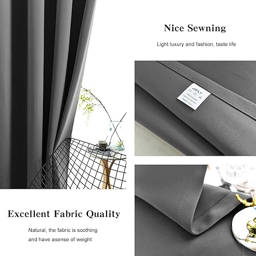 Miniatura 39 de Cortinas Opacas para Dormitorio con Aislamiento Térmico de Ojales Sólidos para Ventana Extra Anchas para Puerta Corredera, Juego de 2 Paneles de
