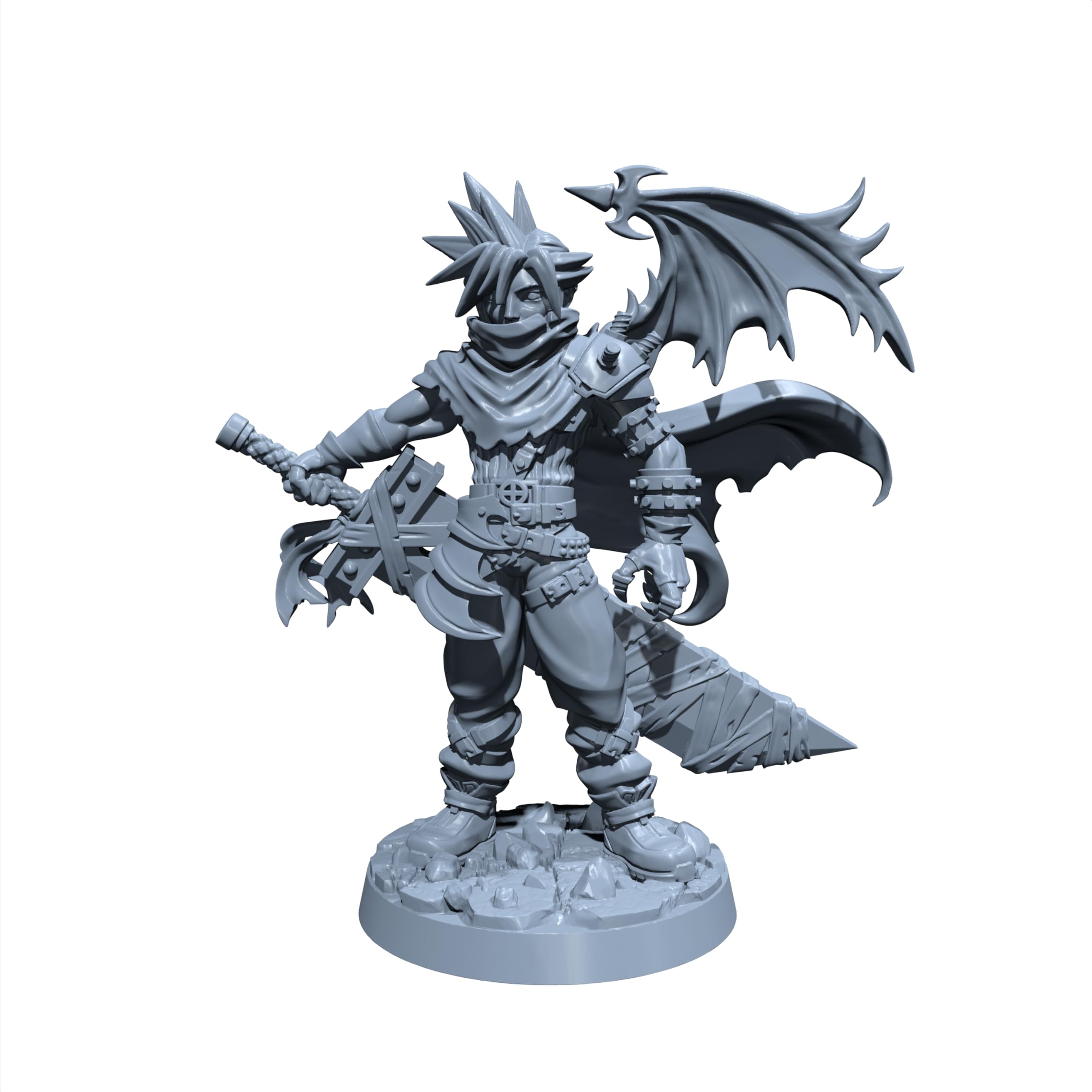 Daelan Darkwing | Winged Claude | Human Fighter Miniature for Tabletop Games Like D&D and War Gaming| Dungeons and Dragons Mini | RN estudio No Base, Gray, 04RN3402-NoBase