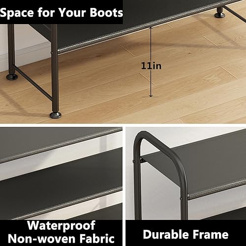 Miniatura 6 de SUOERNUO Zapatero organizador de almacenamiento de 4 niveles para entrada de armario, color negro