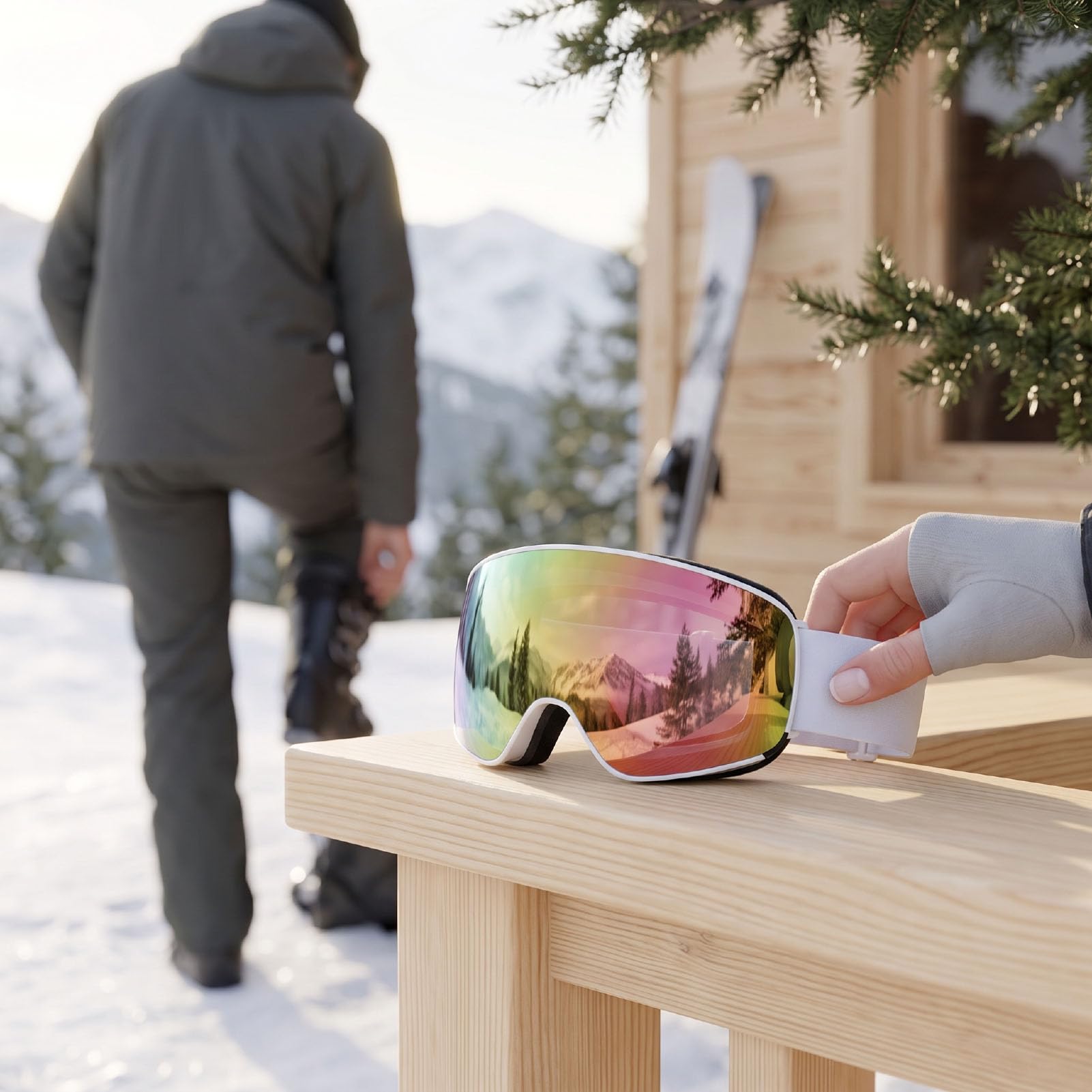 XUMIUZIY Snowboard Ski Goggles con Lente PC Magnetica Intercambiabile