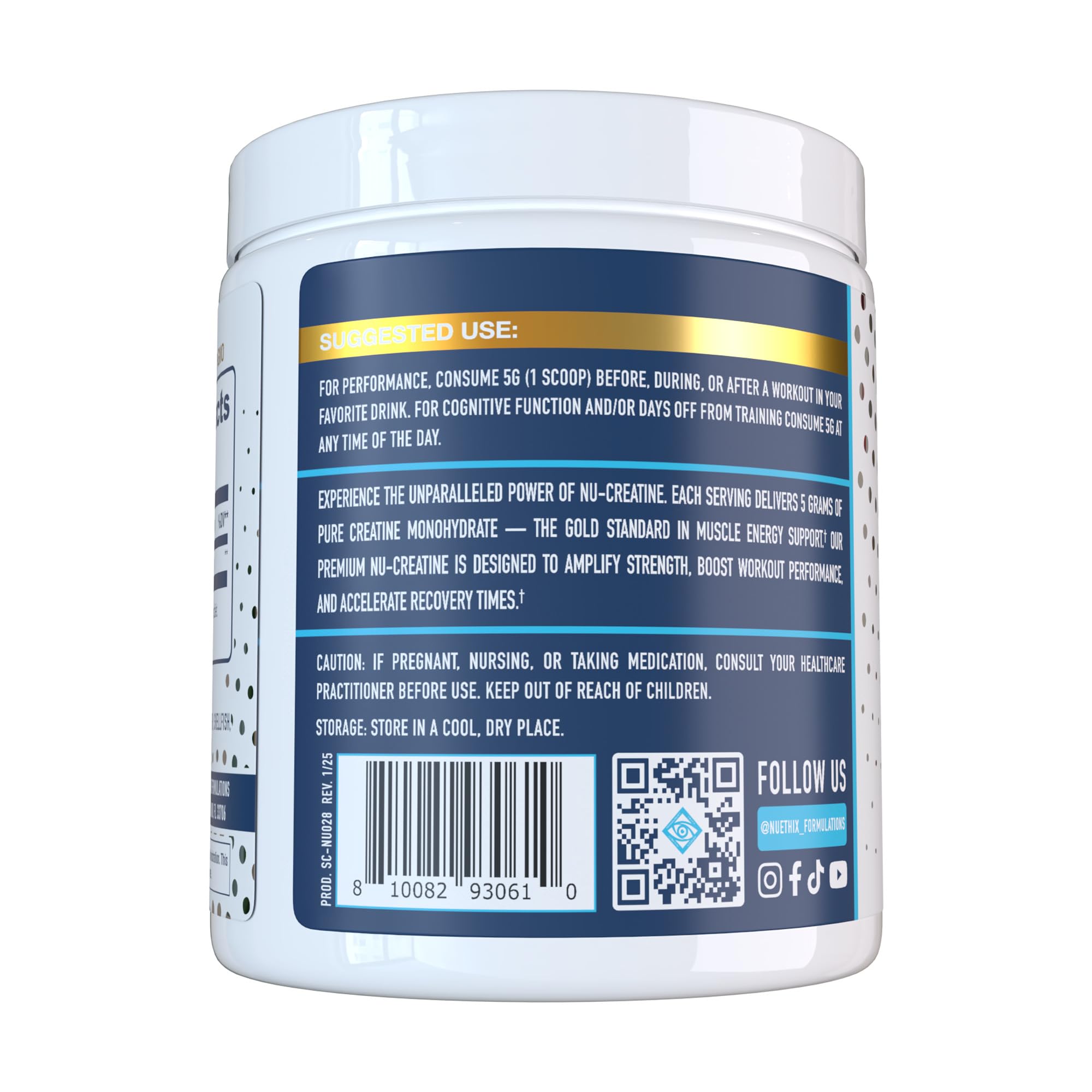 NuEthix Formulations Nu-Creatine, 100% Pure Creatine Monohydrate Powder, Unflavored, Supports Muscle Growth, Recovery & Cognitive Function, 5g per Serving, 50 Servings — Amazon image 6