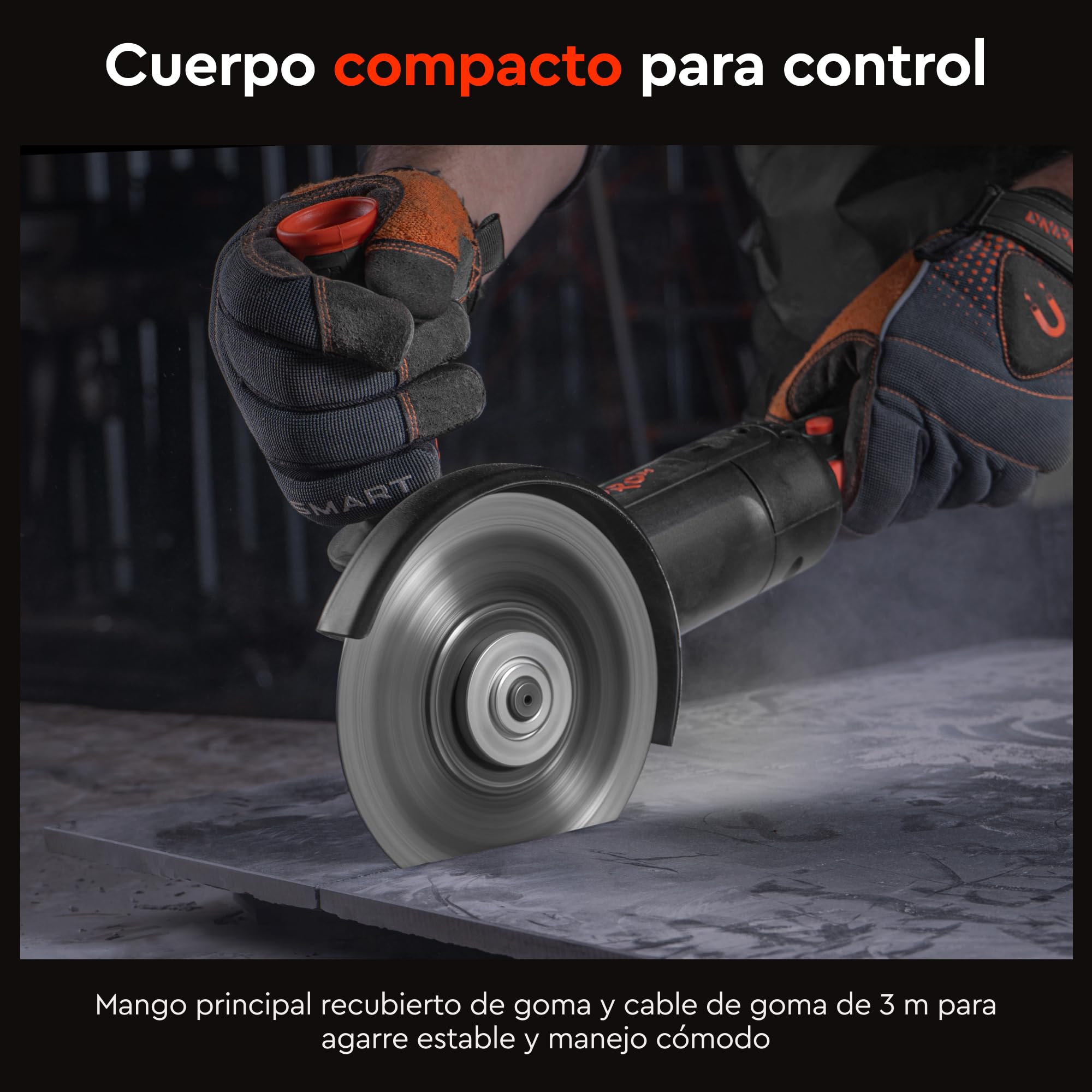 Amoladora Angular 1100W 150mm, Radial Eléctrica con 6 Velocidades (5.500–10.500 RPM), Constant Power, Soft Start, M14, para Metal, Hormigón y Piedra. GL-160SE