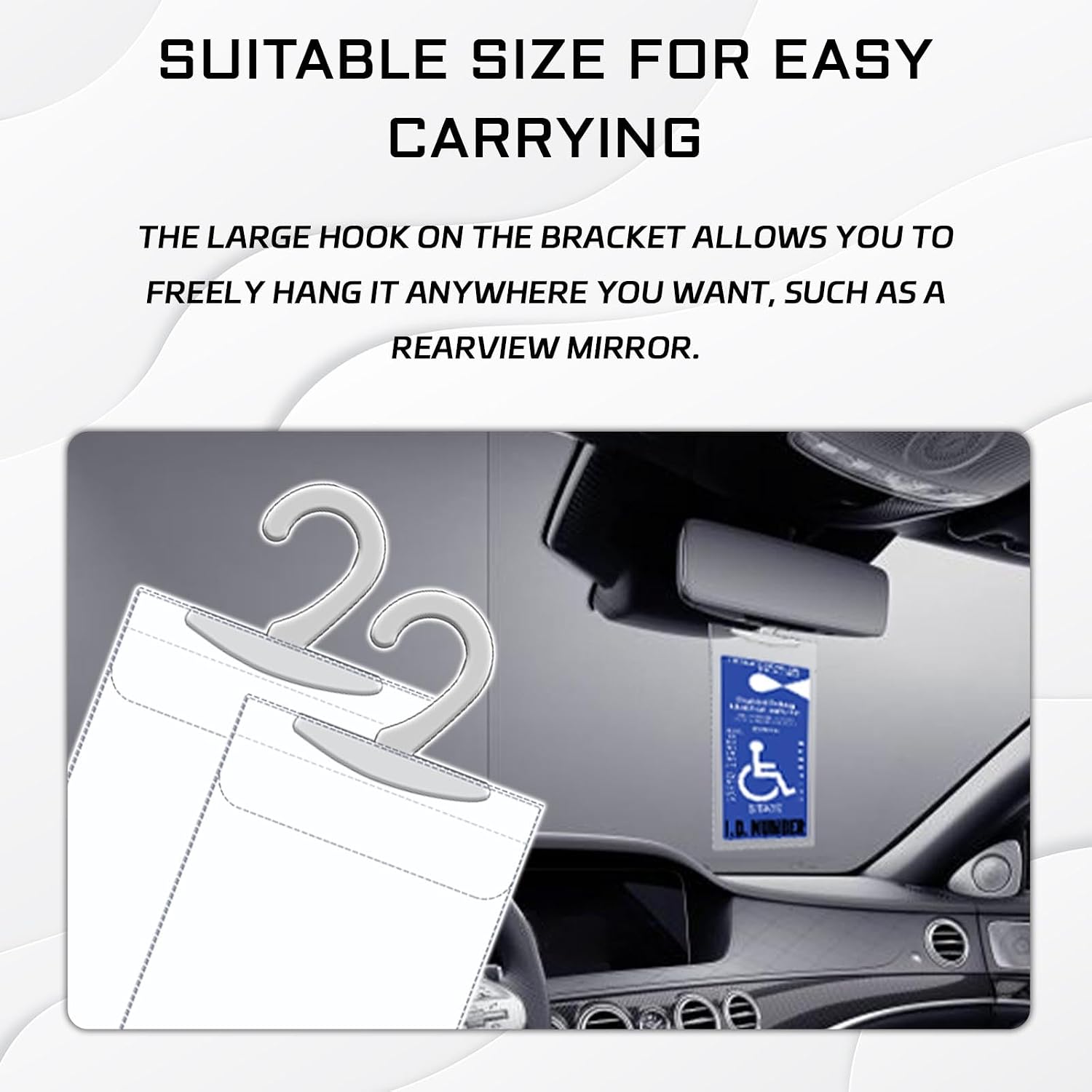 2PCS Handicap Placard Holder for Auto, Transparent Disabled Parking Permit Holder, Rear View Mirror Accessories Handicapped Parking Sign Sticker Protective Sleeve Cover for Disability Parking