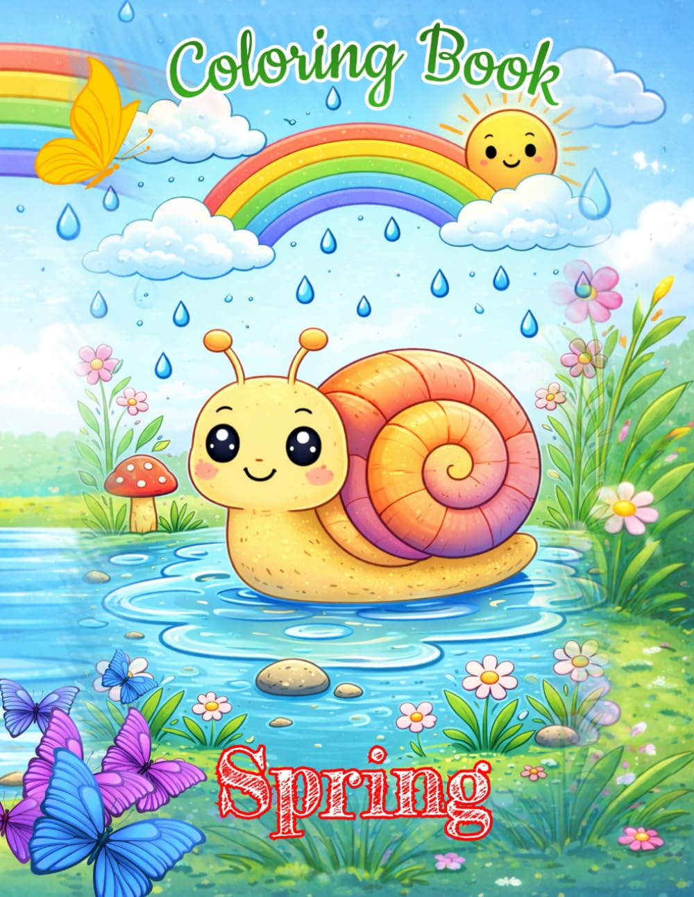 Spring Coloring Book: Cute and Fun Spring-Themed Pages for Kids Ages 6+ | Simple Spring Illustrations for Little Artists