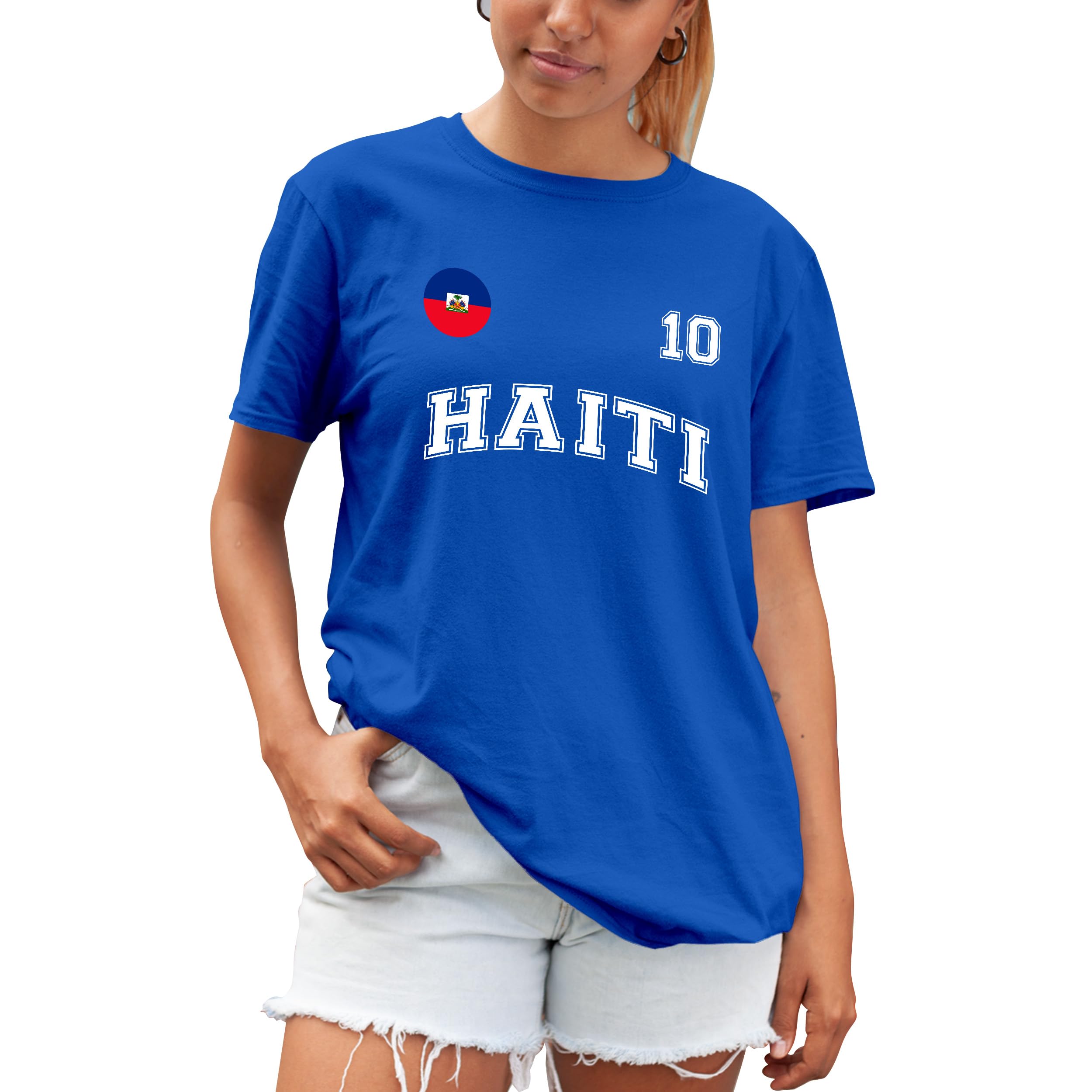 Haiti T Shirt for Women - Custom City Name Number Badge Tee - Football Tshirt Unisex Fan, S, Royal