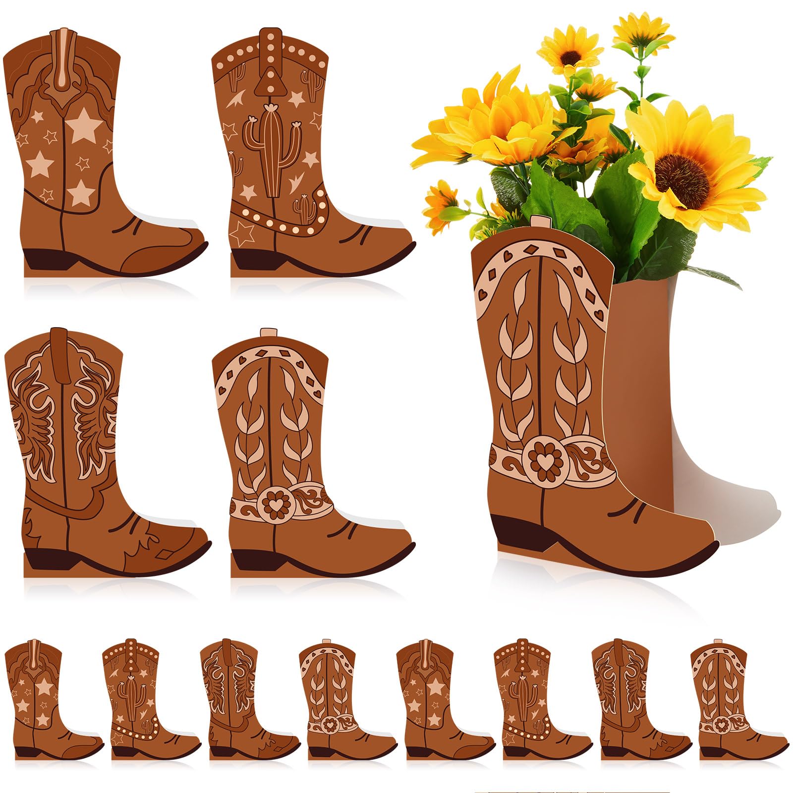 Photo 1 of Memorywuu 12 Set Western Cowboy Boot Centerpiece Box Rodeo Table Vase Decor