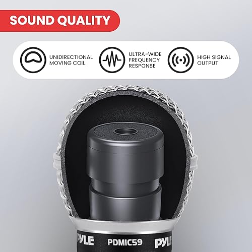 Miniatura 3 de Pyle PDMIC59 - Micrófono vocal dinámico profesional, micrófono de mano dinámico cardioide unidireccional con interruptor de encendido/apagado,