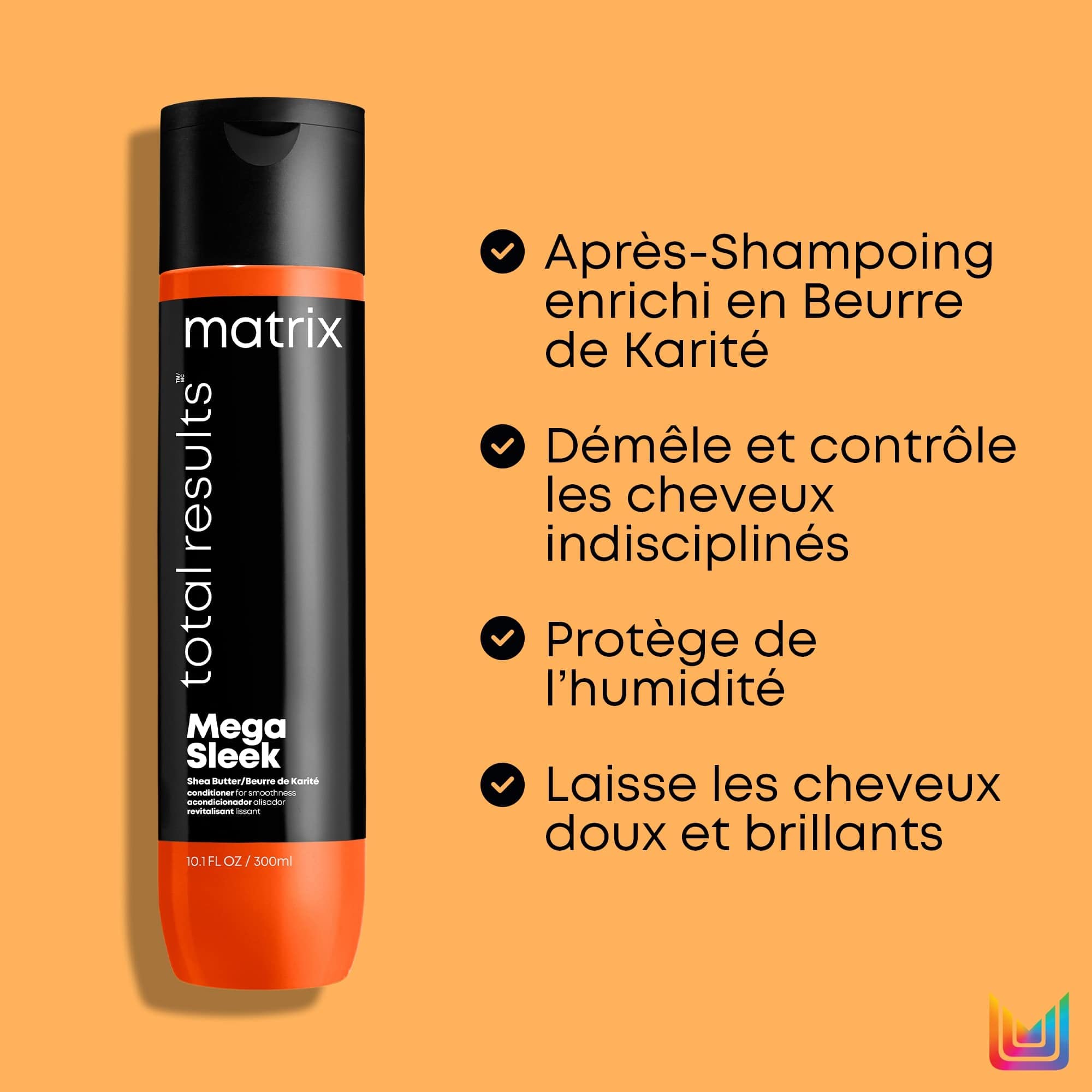 Image secondaire de Matrix, Après-shampoing pour Cheveux Indisciplinés, Anti-frisottis & Hydrate, Mega Sleek, 300ml