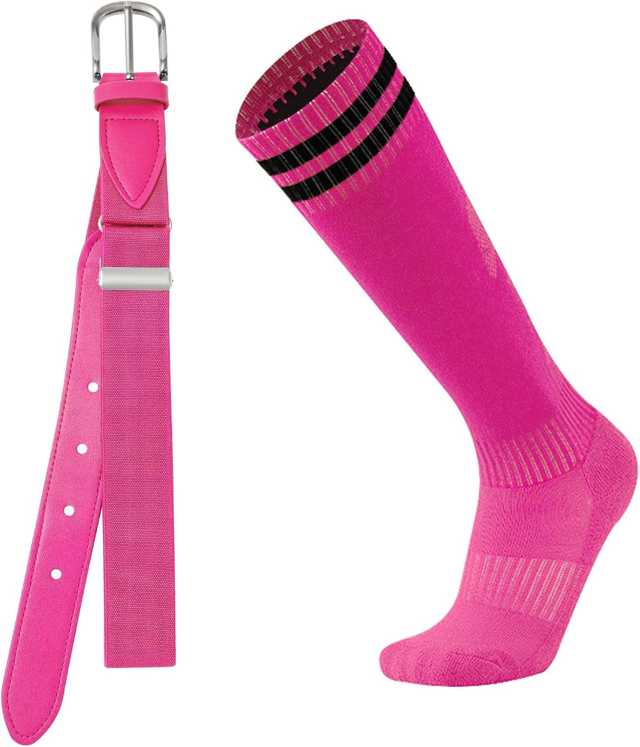 AWAYTR Youth Baseball Socks and Belt - Kids Softball Belts and Socks Combo for Youth Boys Girls