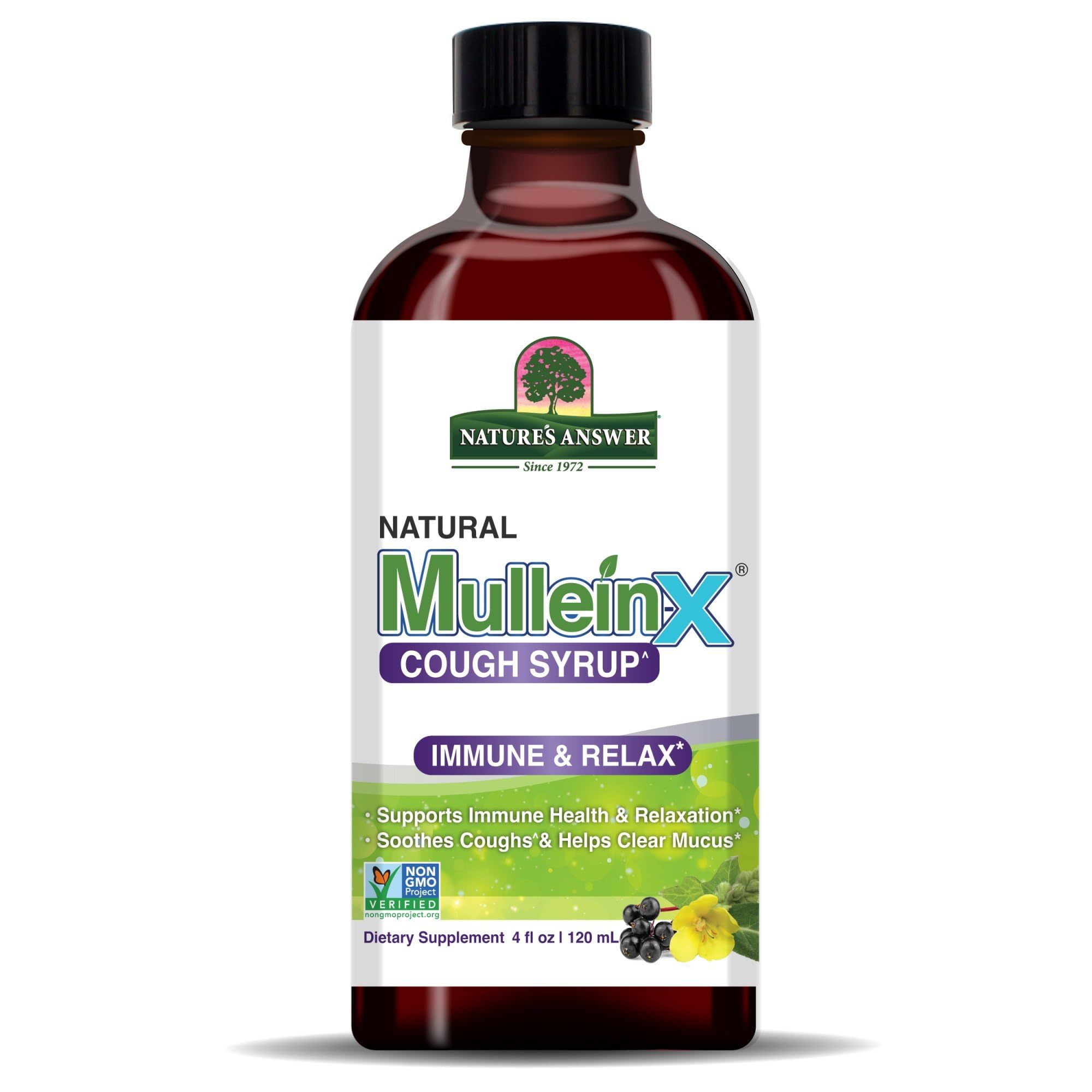 Nature's Answer Mullein-X Immune & Relax Cough Syrup | 4 Fluid Ounces | Supports Immune & Relaxation | Soothes Cough & Clears Mucus | Non GMO Gluten Free