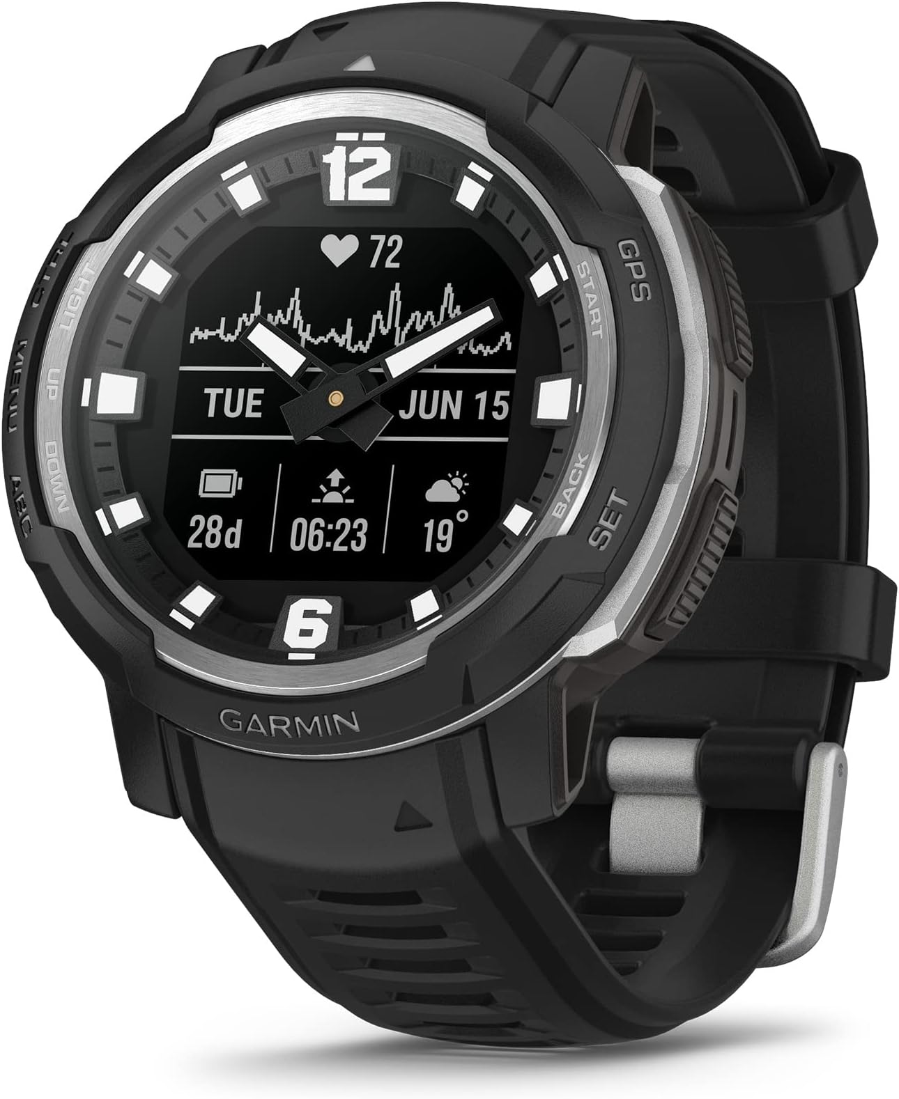 Garmin Instinct Crossover, Rugged Hybrid Smartwatch, Analog Hands and