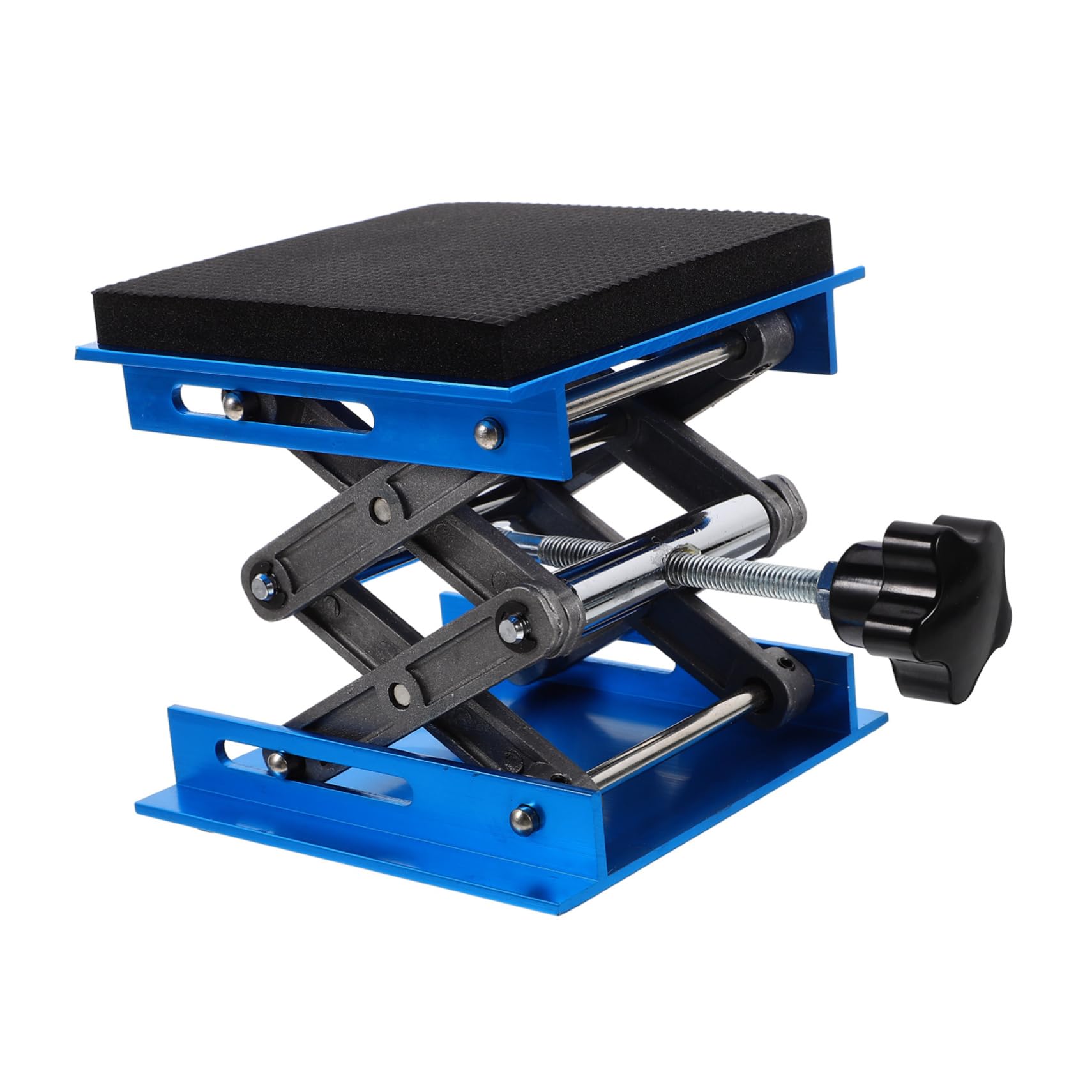 Piattaforma Elevatrice da Laboratorio 10x10 Cm in Lega di Alluminio | Supporto a Forbice per Banco Prove, Inserto Eva Antivibrazione, Base Abs Ferro