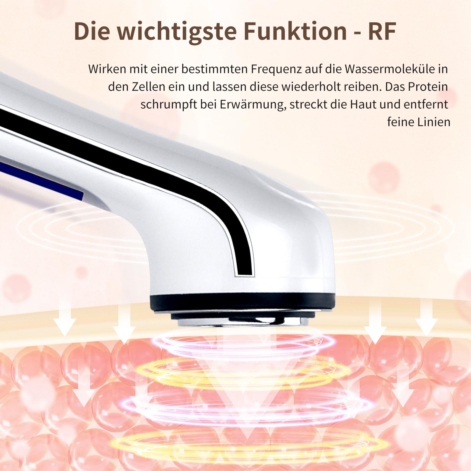 CARER BEAUTY Gesichtsmassagegerät Gegen Falten 5 in 1 Radiofrequenz Gerät Gesicht mit 2 LED Lichttherapie RF Vibration Ion für Anti Falten&Aging Akne Entferne Gesichtpflege Tiefenreinigung