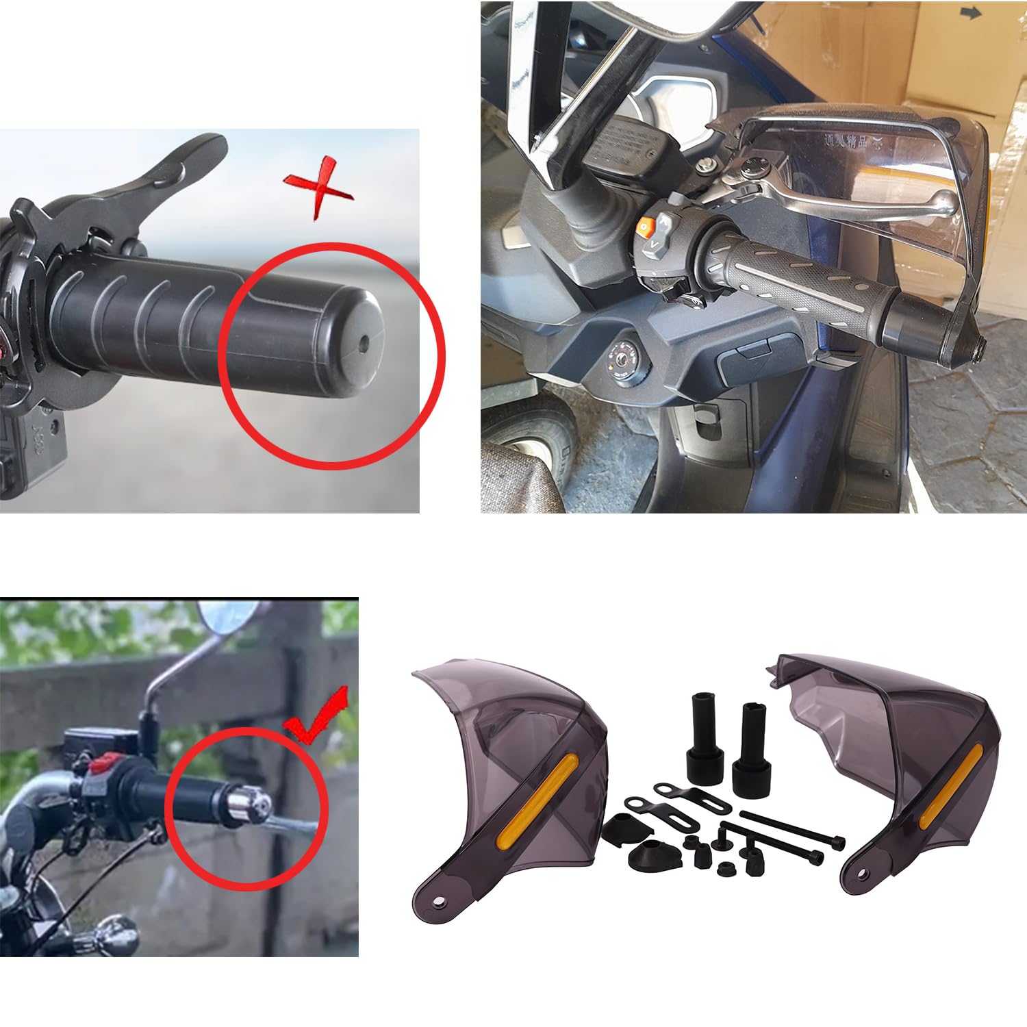 Paire Gris 22 mm 7/8" Universel Hand Protections Protèges Mains Moto/ATV Bike Handguards Protecteur