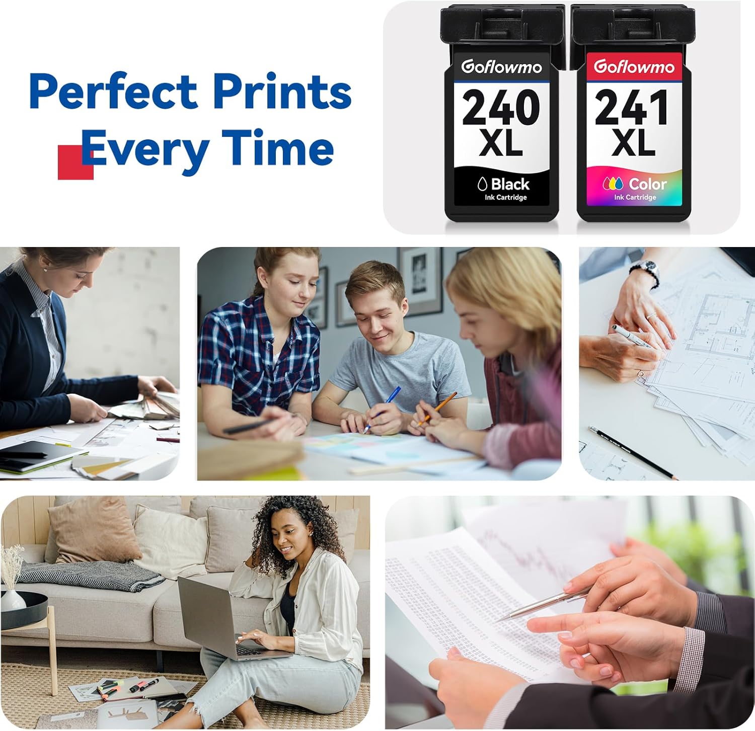 PG-240XL CL-241XL Ink Cartridge Replacement for Canon 240XL 241XL combo pack 240 241 High Yield for PIXMA MG3620 MG3600 MG3520 TS5120 MG2120 MG2220 MG3220 MX372 Printer Ink Cartridge(1 Black 1 Color)