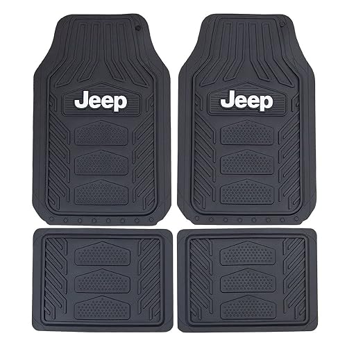 Plasticolor 001668R01 Juego de alfombrillas para piso Jeep Weatherpro de 4 piezas, alfombrillas para piso, talla única, negra