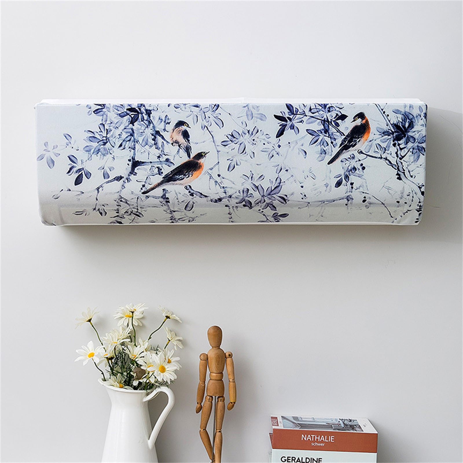 Treer Air Conditioner Cover Indoor, Wall-Mounted Elastic Conditioner Dustproof Units Split Indoor Wall-Mounted AC Covers All-Inclusive Washable (1P,Vintage Art 14)