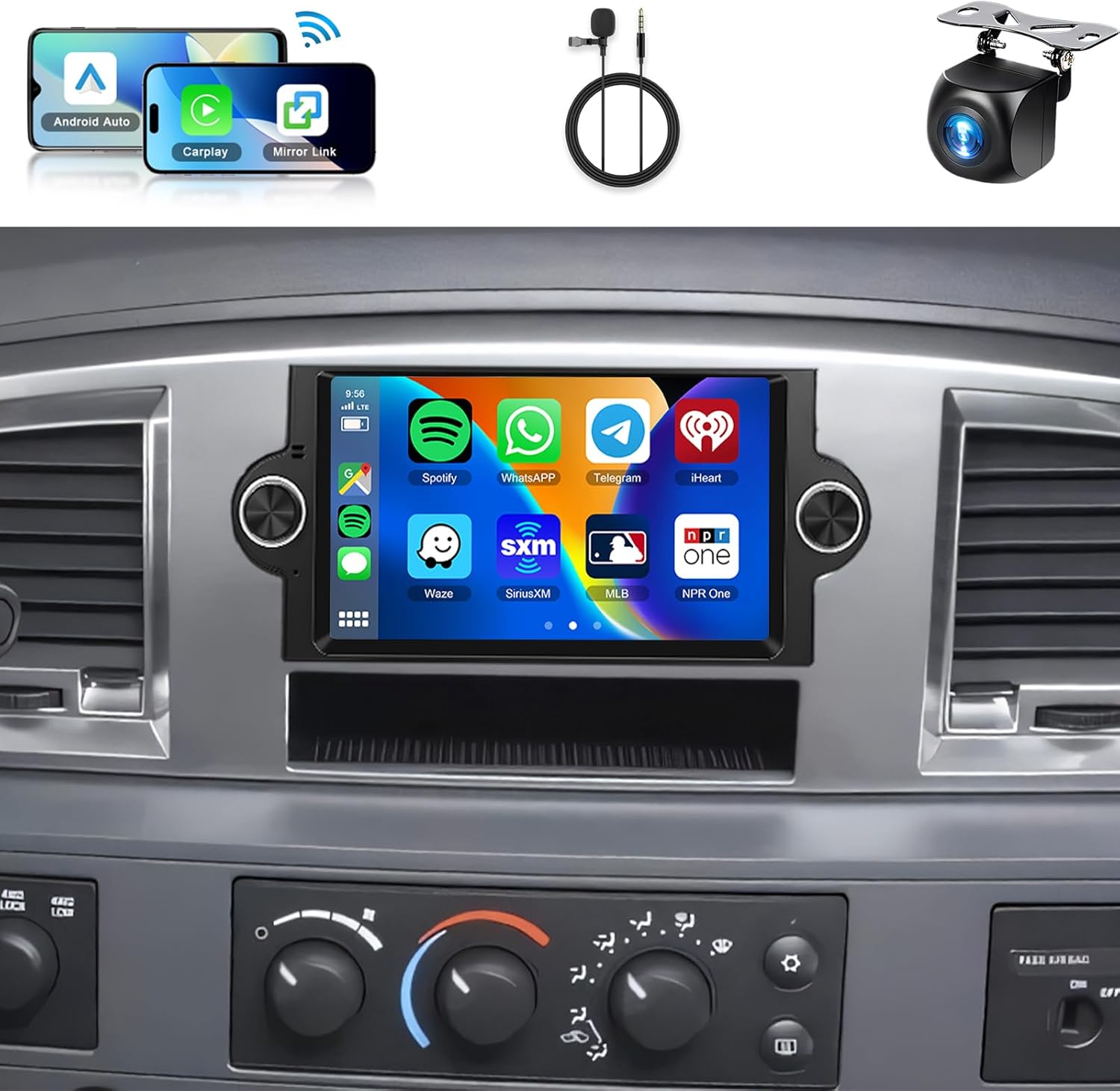 for Dodge Ram 1500 06-08,Chrysler 300C 05-07,Chrysler PT Cruiser,Jeep Grand Cherokee【2+64G】 Android Car Stereo 5G WiFi Wireless Carplay Android Auto,6.2“ for Dodge Ram for Jeep Grand Cherokee Radio