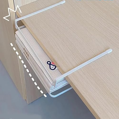 Miniatura 5 de Cesta debajo del estante para laptop, sin taladrar debajo del gabinete, organizador de alambre de metal, soporte de almacenamiento de escritorio