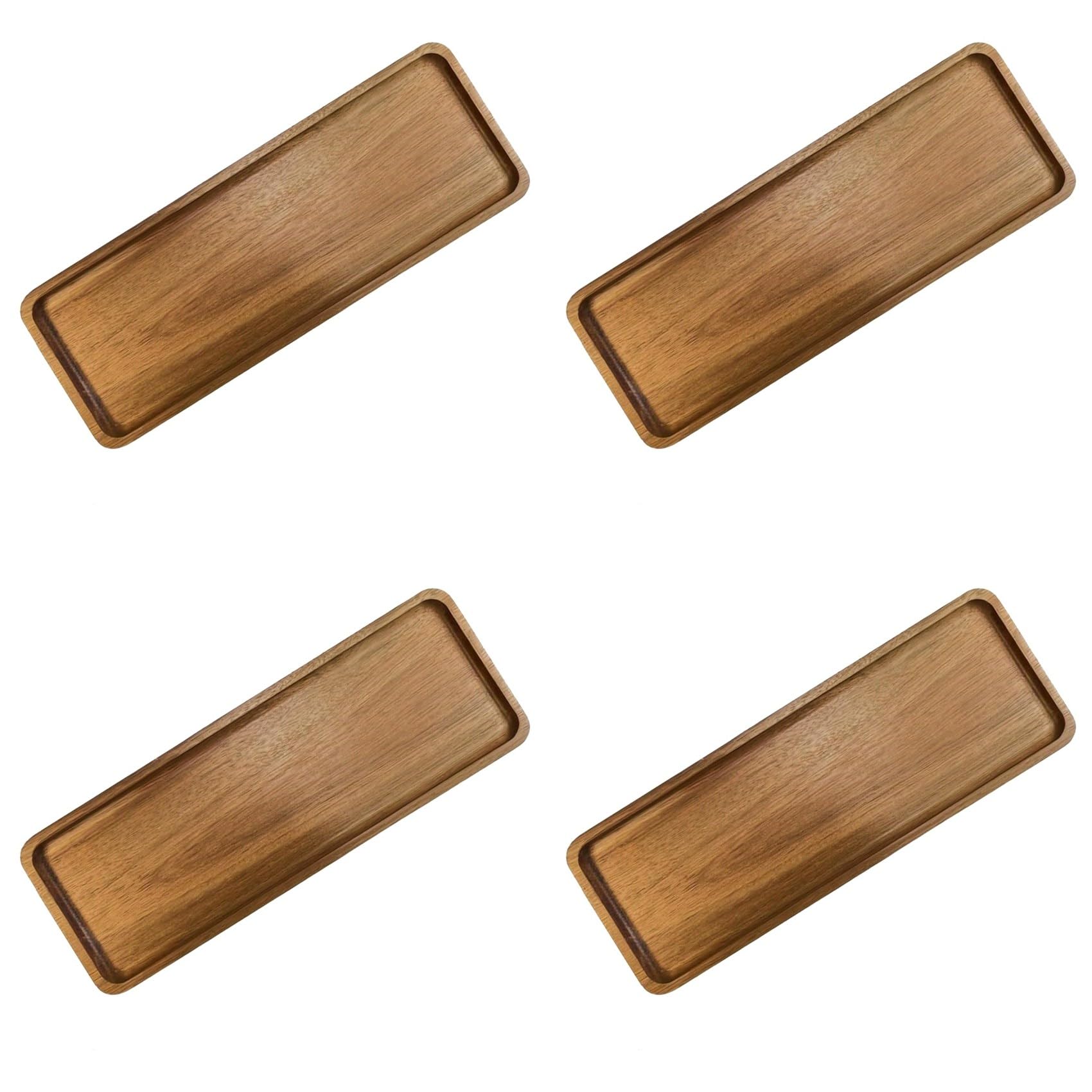 Hndhbfgrt 4X Small Wooden Tray for Display - Elegant Walnut Wood Serving Platter for Tea, Coffee, Snacks, Sushi, and Appetizers