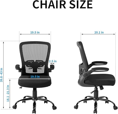 Miniatura 9 de UNICOO - Silla de computadora de malla con respaldo medio, silla de escritorio de oficina, sillas giratorias para el hogar con reposabrazos