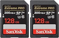 SanDisk 128GB Extreme PRO SDXC UHS-I Memory Card 2-Pack - 200MB/s Read, U3/V30 for 4K UHD Video & Burst Shots