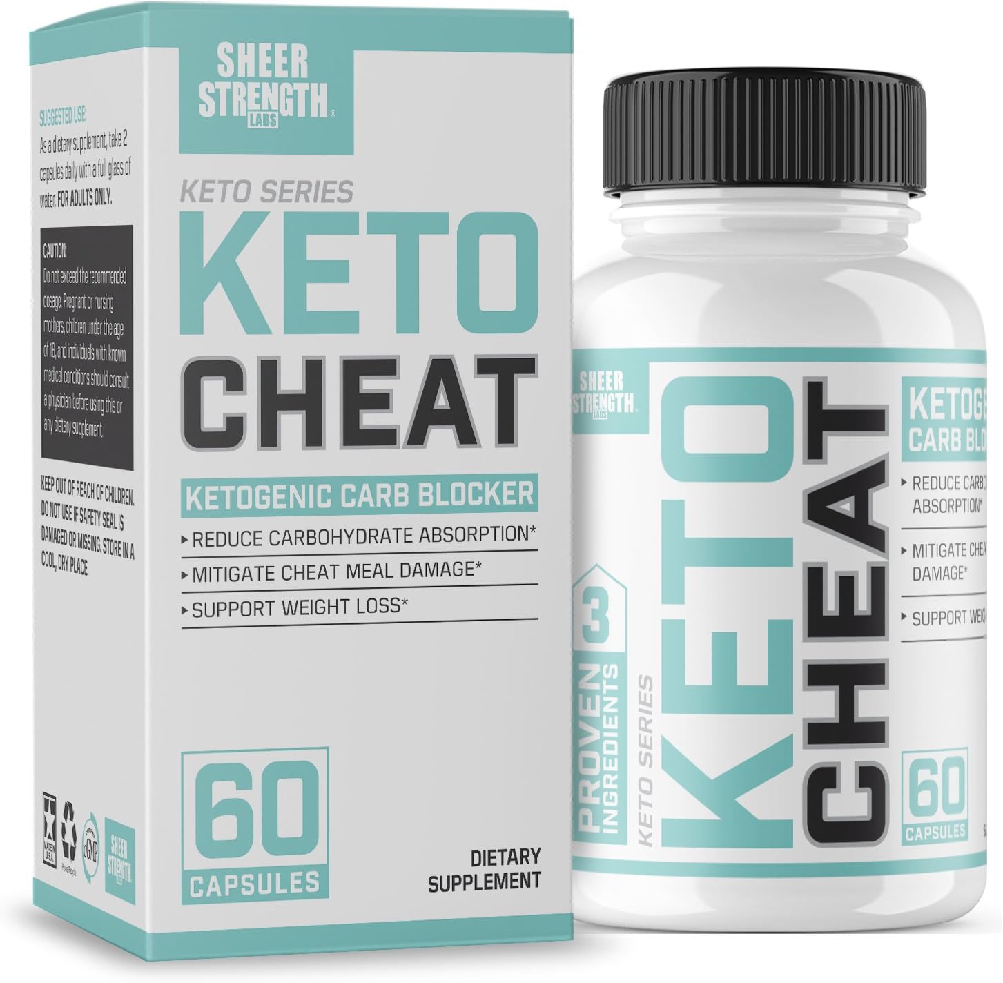 Extra Strength Ketogenic Carb Blocker & Appetite Suppressant - Promotes Healthy Weight Loss - White Kidney Bean, Green Tea Extract, Cinnamon - 60 Count - Sheer Strength Labs