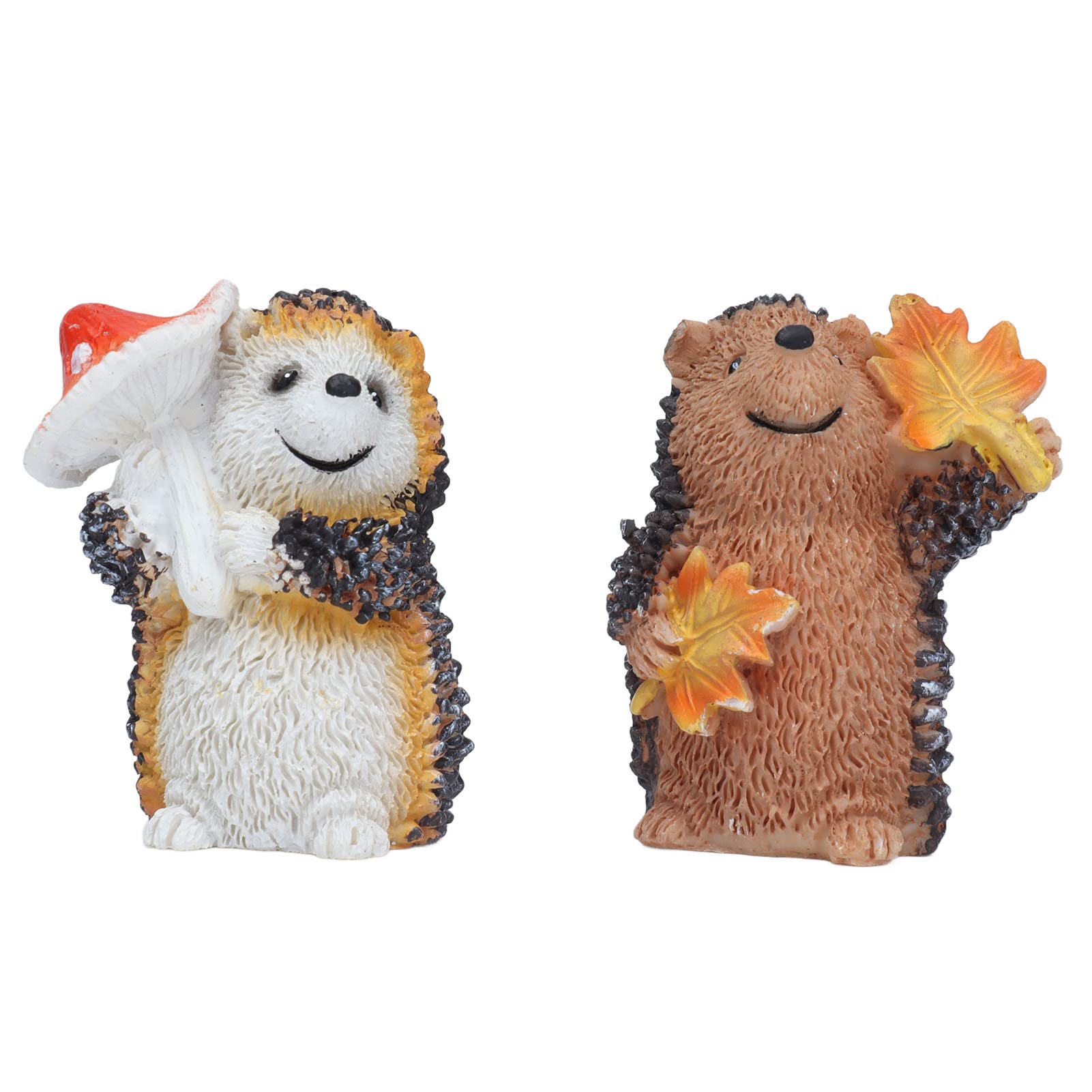 Tissting Hedgehog Garden Statue 1 Pair Resin Material with Mushroom and Maple Leaf Design,Hedgehog Ornament Micro Landscape Animal for Outdoor Patio Yard Desktop Ornament