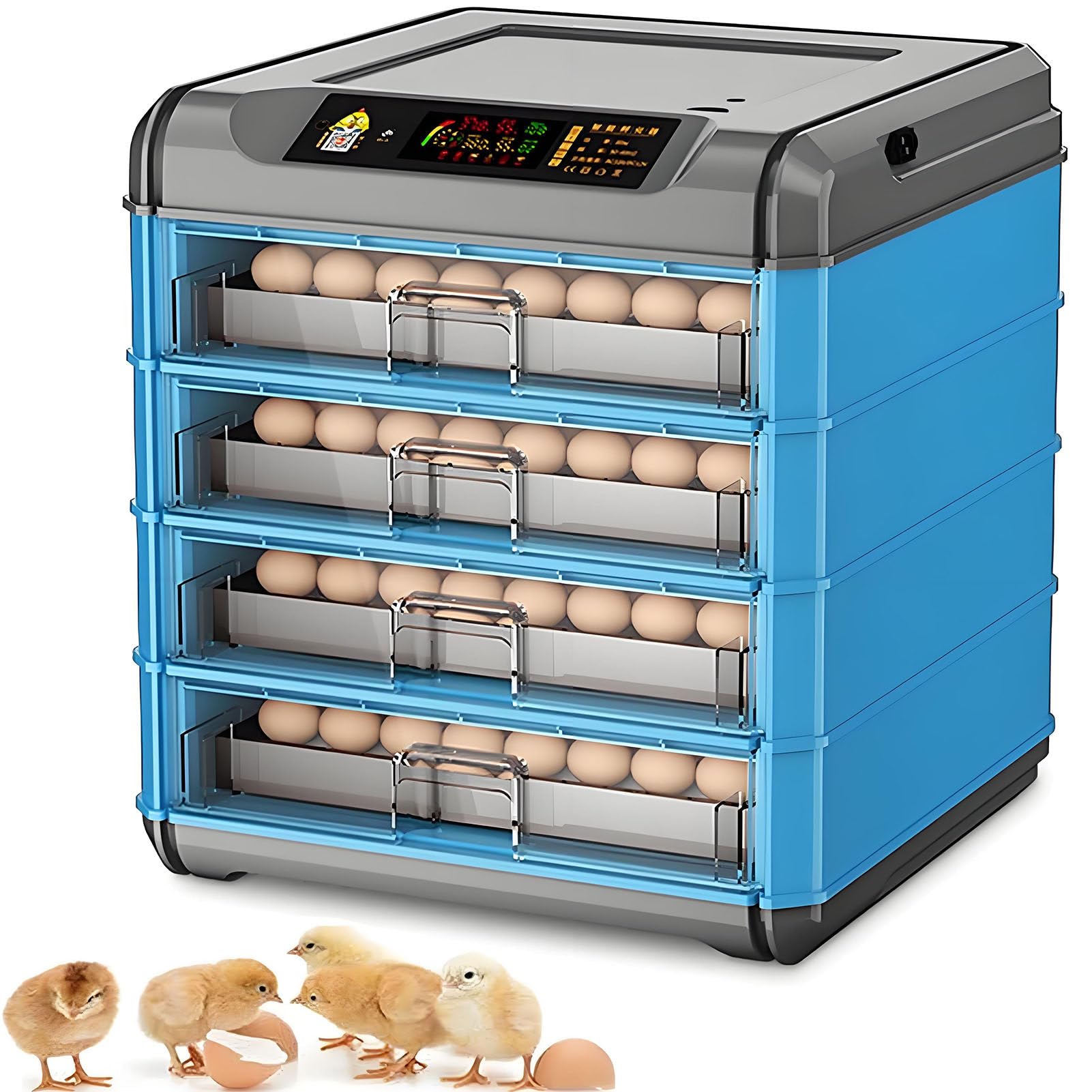 SHENGSHIYU Dual-Power Fully Automatic Egg Incubator,Egg Poultry Hatcher Machine with Automatic Egg Turning,Temperature & Humidity Control and LED Screen for Chickens Ducks Birds 4Layers