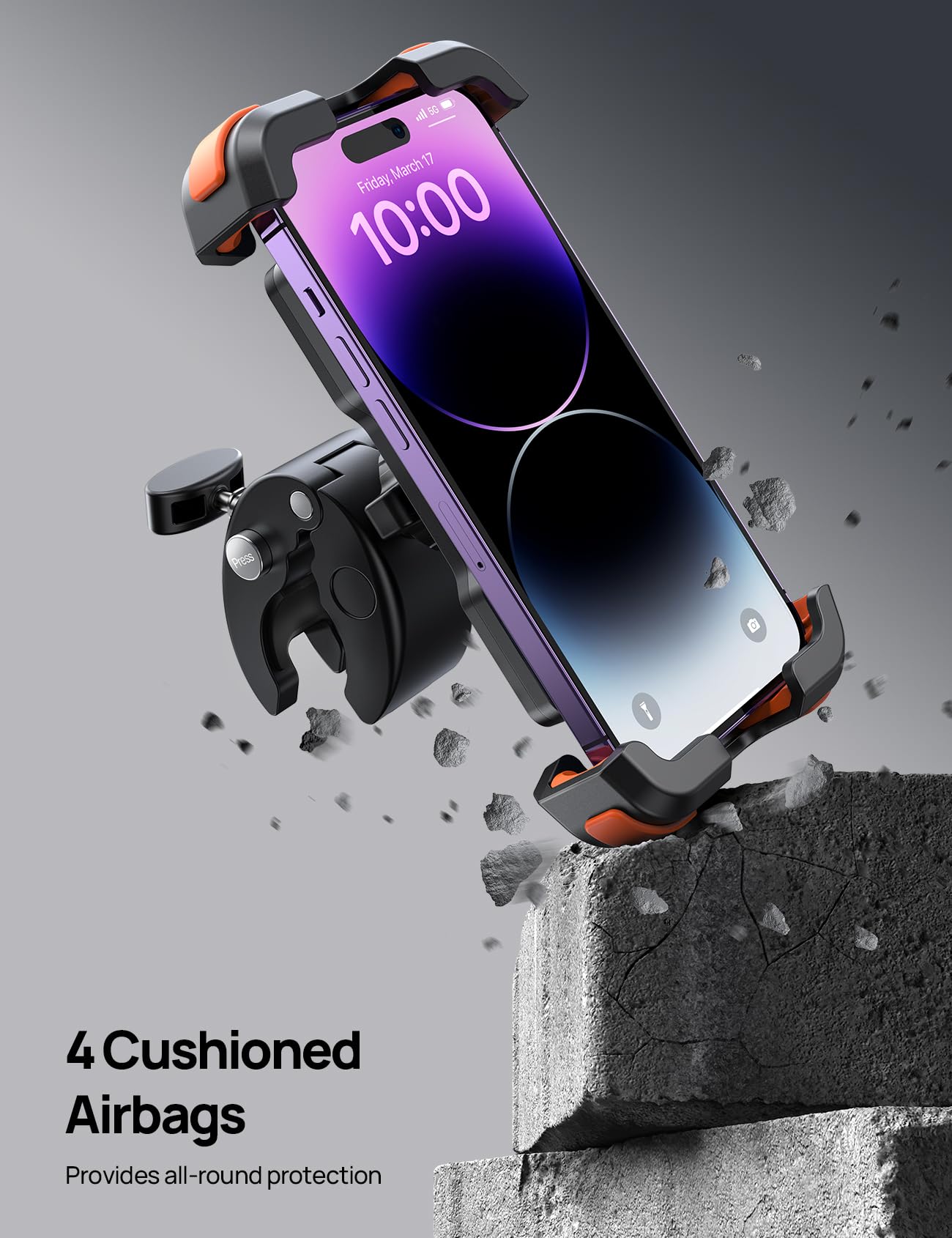 Aomiker Soporte para teléfono de motocicleta para bicicleta, liberación rápida 2024, abrazadera para manubrio, clip de teléfono para iPhone 15, 14, 13, 12, 11 Pro Max Plus Mini, 4.7-6.8 pulgadas