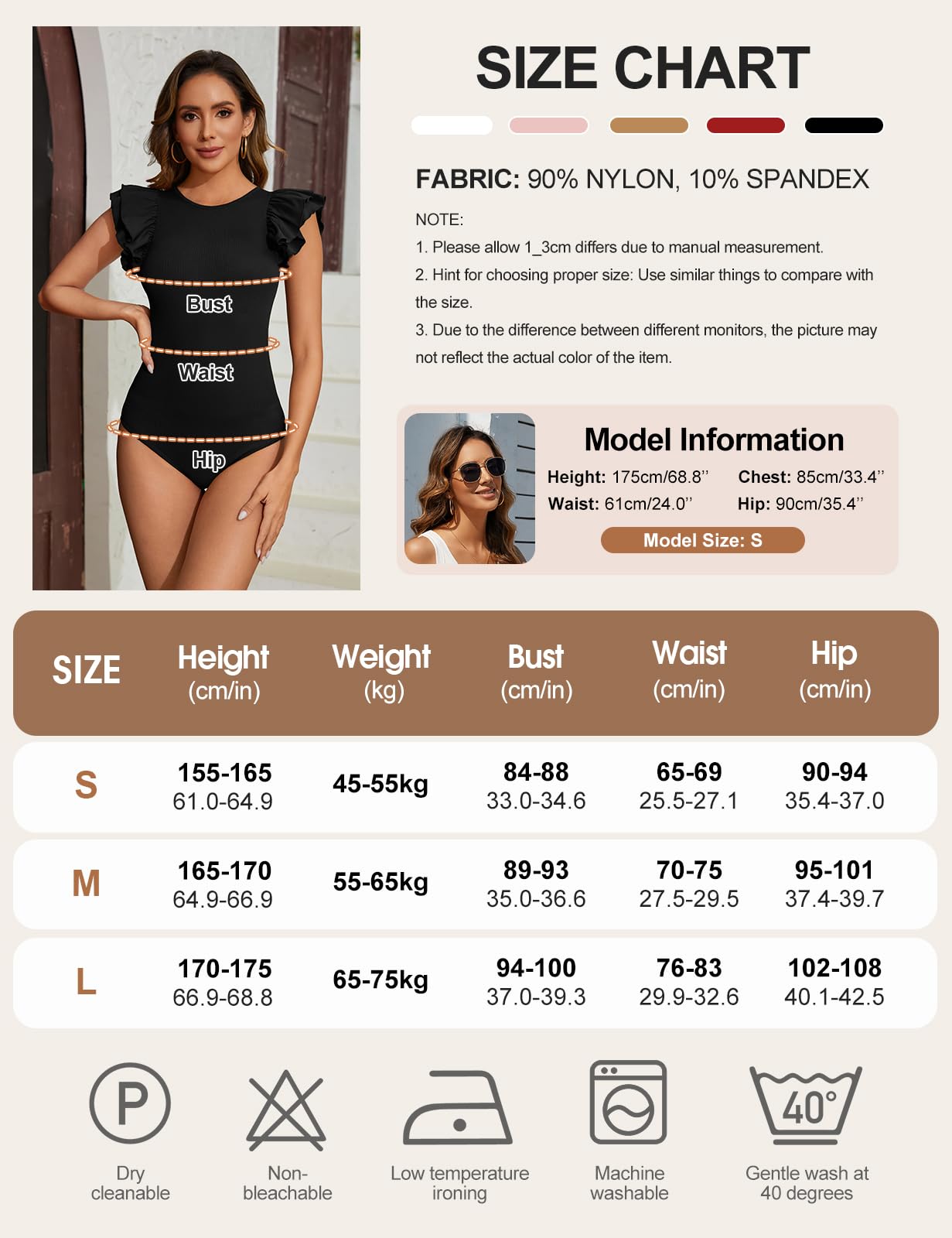 Tuopuda Body Donna Elegante Maniche Volant Contenitivo Modellante Shapewear Bodysuit Girocollo Intimo Snellente Shaper Shaping Tops Dimagrante