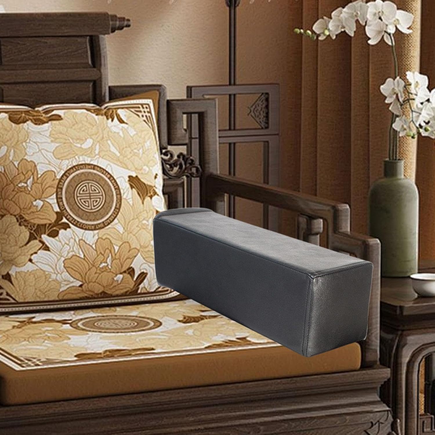 Qianly Couch Arm Rest Pillow Armrest Cushion Soft Elbow Support Ergonomic Sofa Arm Rest Pillow High Density Foam, for Home, Black