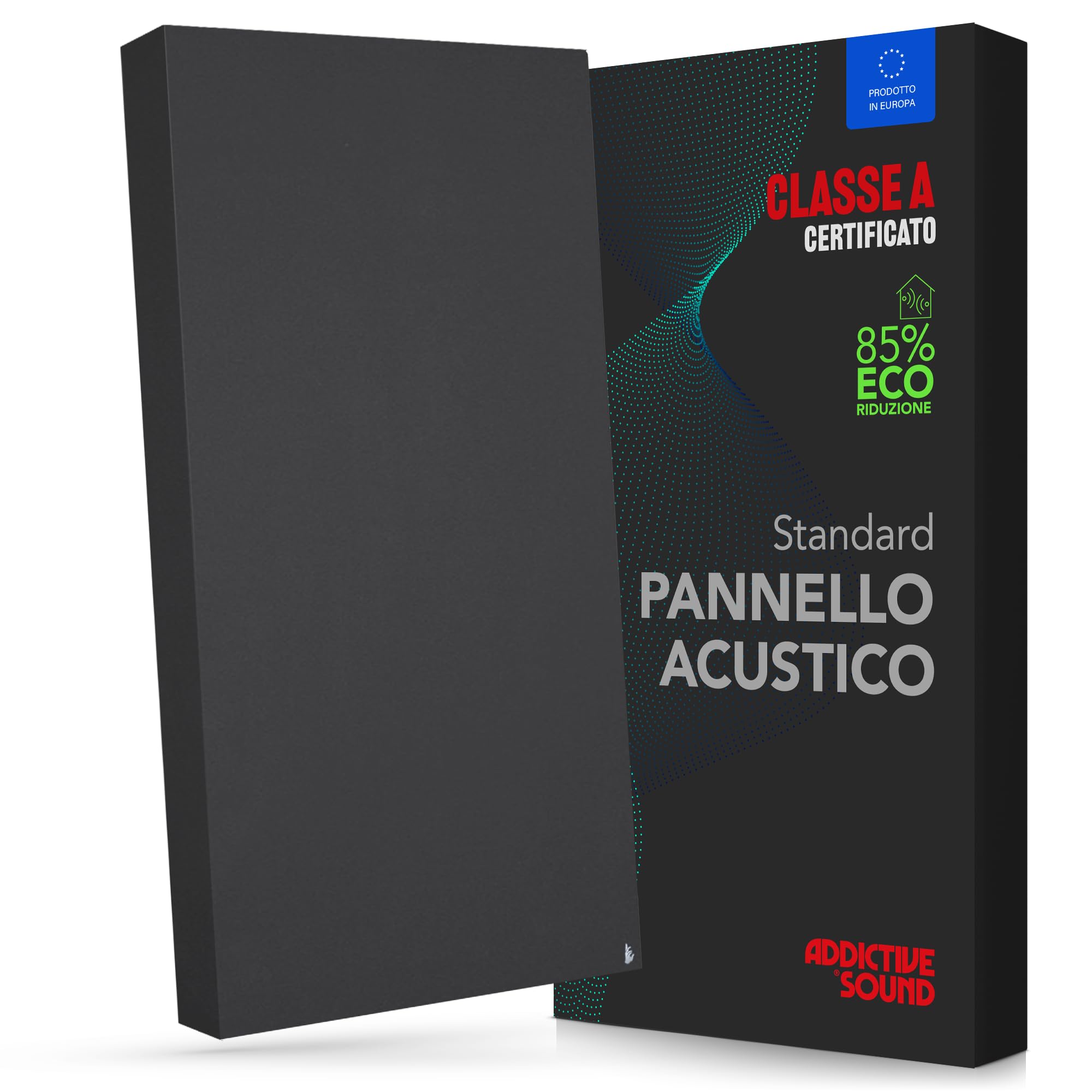 Addictive Sound pannello fonoassorbente da parete Standard, qualità studio con lana acustica, Classe A, prodotto nell’UE, kit muro/soffitto, pannello murale decorativo, 100x50x11 cm, 7 kg, Graphite