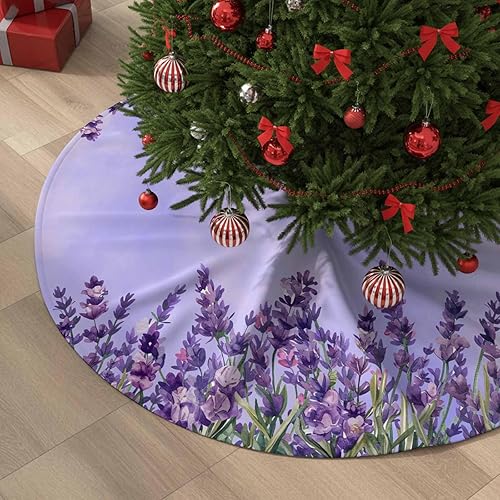 Miniatura 9 de Falda de árbol de Navidad de 48 pulgadas, falda de árbol de lavanda, decoraciones de Navidad para interiores y exteriores, morada, floral, botánica,