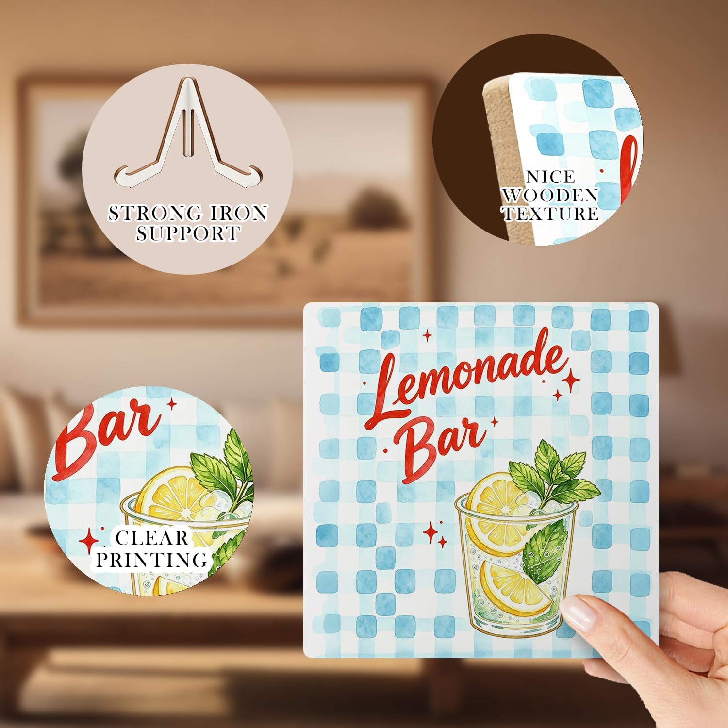 Lemonade Bar Wooden Desk Decor Sign 5x5 Inch image 3