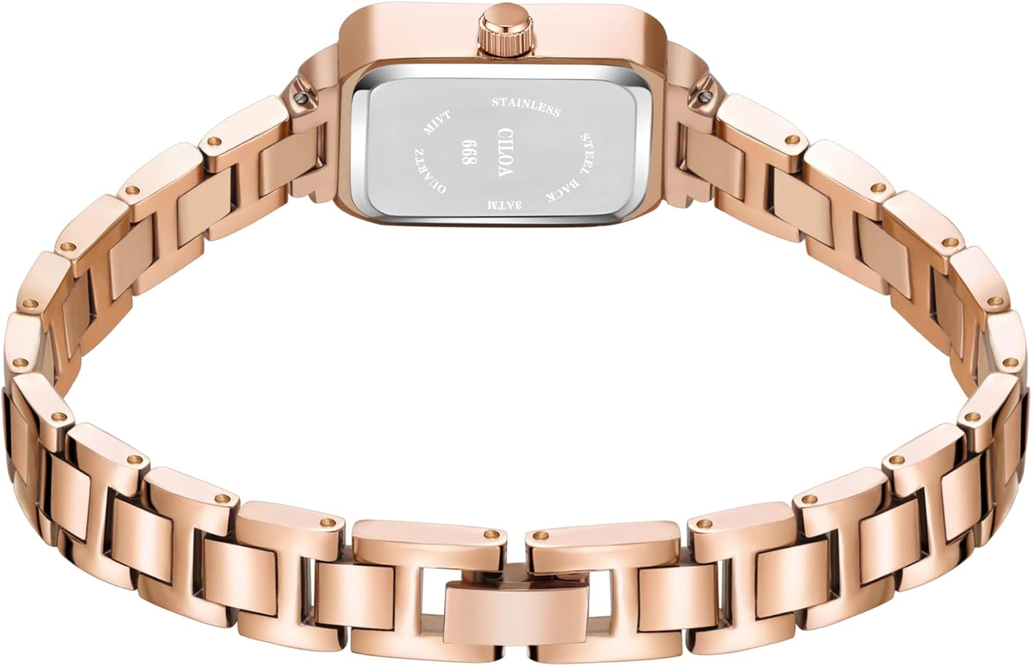 CILOA Watches for Women Small Vintage Rectangular Case Roman Numeral Dial Stainless Steel Bracelet Water Resistant Adjustable - Image 3