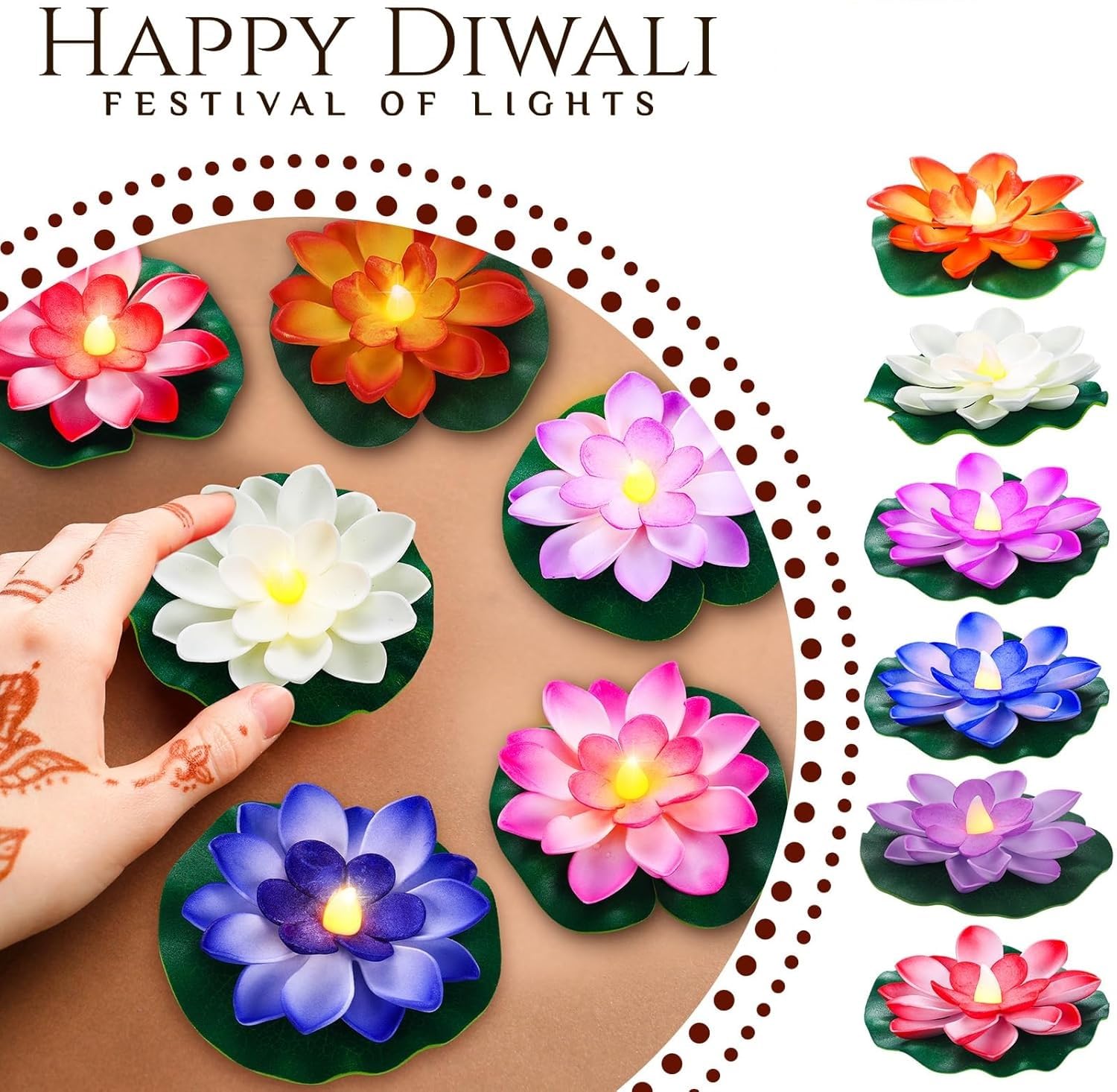 Floating Lotus LED Candles - Diwali & Home Decor -3
