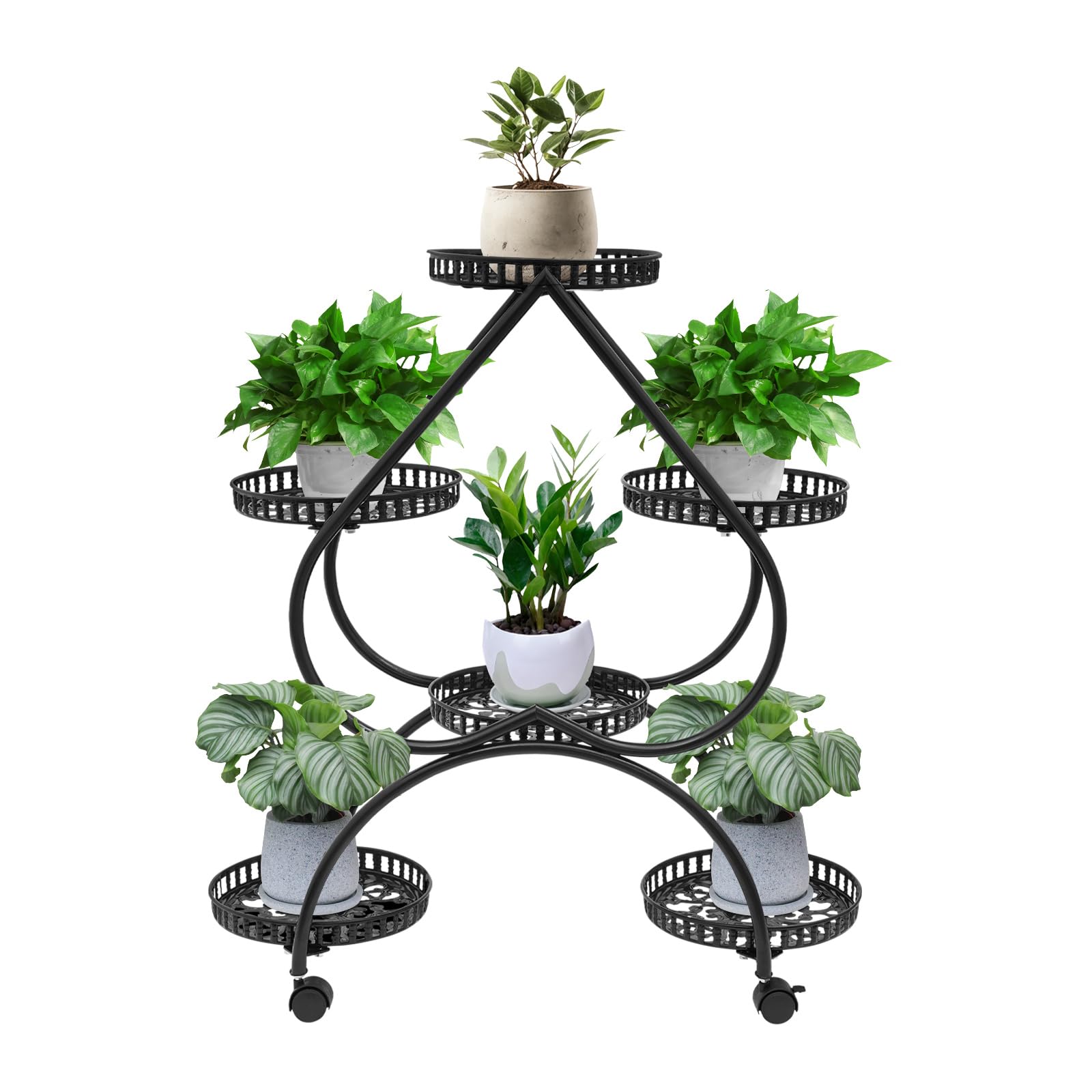 Support pour plantes avec roulettes 80 cm étagère fleurs intérieur et extérieur